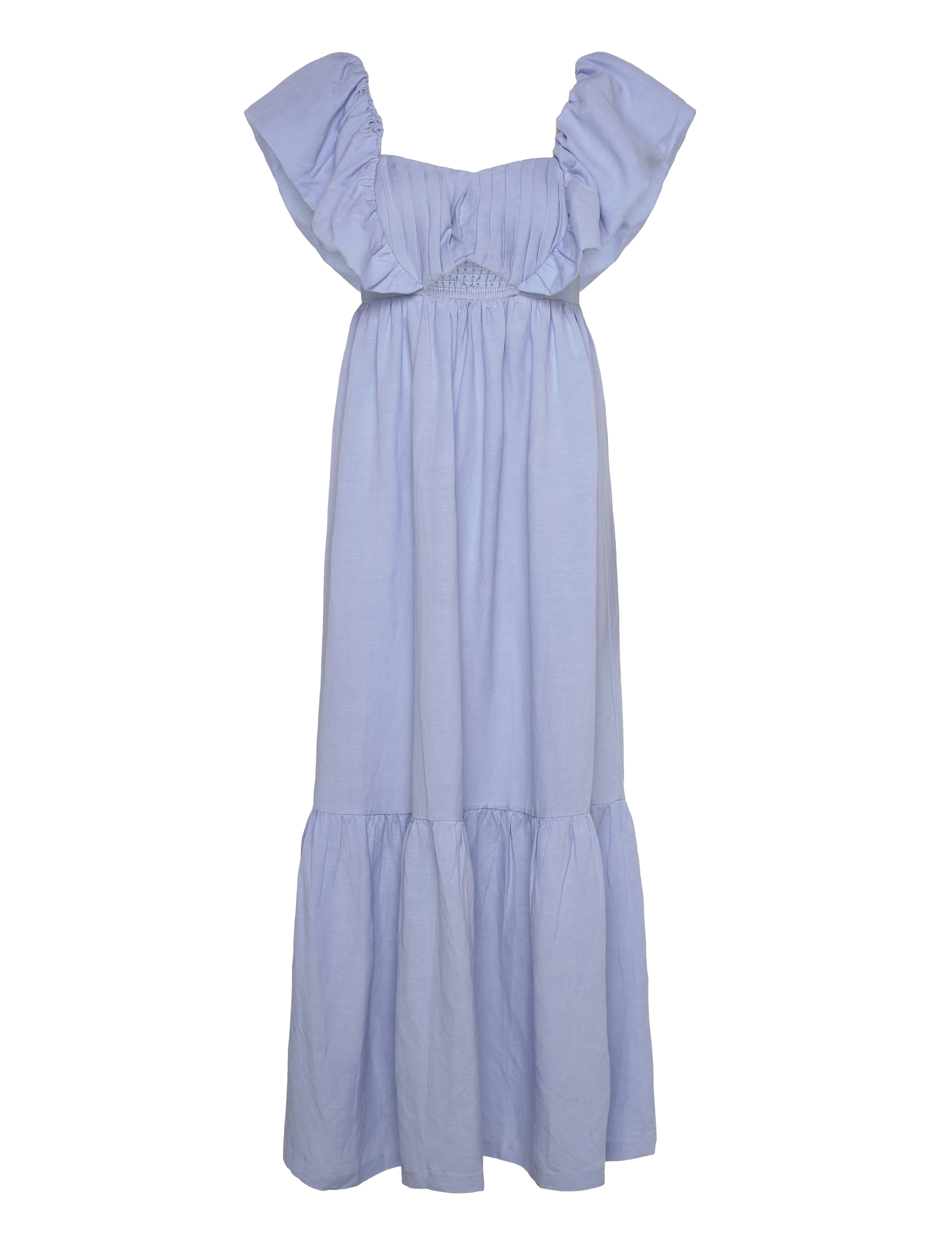 Malina - Emilie frill detailed linen blend maxi dress - pastel blue - 1