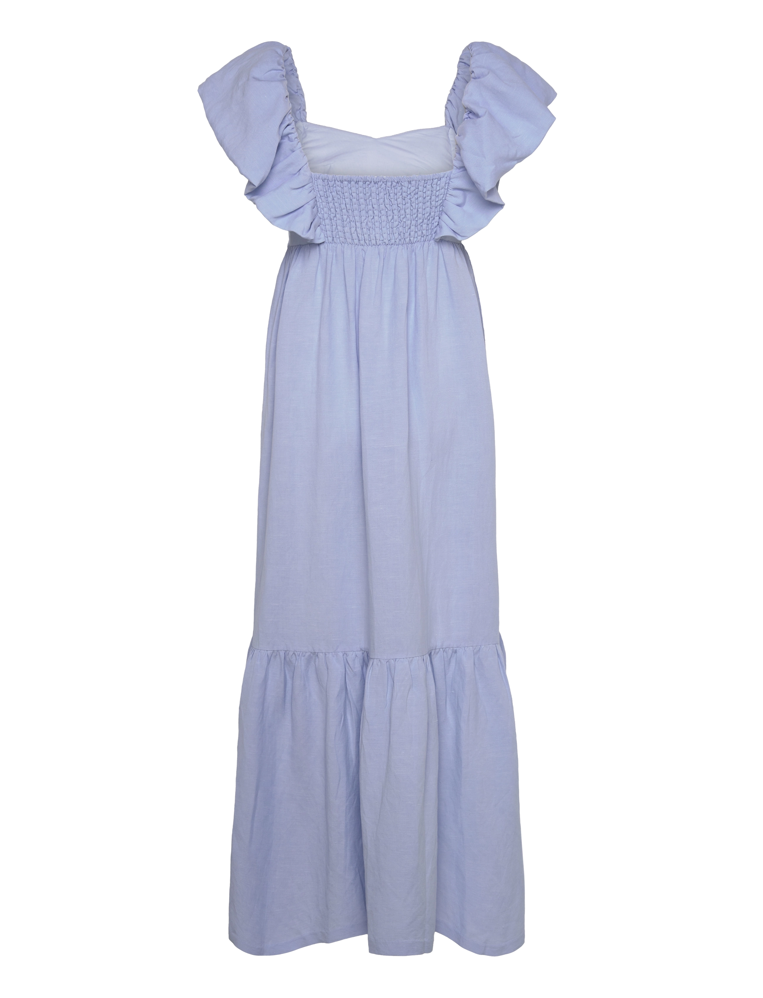 Malina - Emilie frill detailed linen blend maxi dress - pastel blue - 2