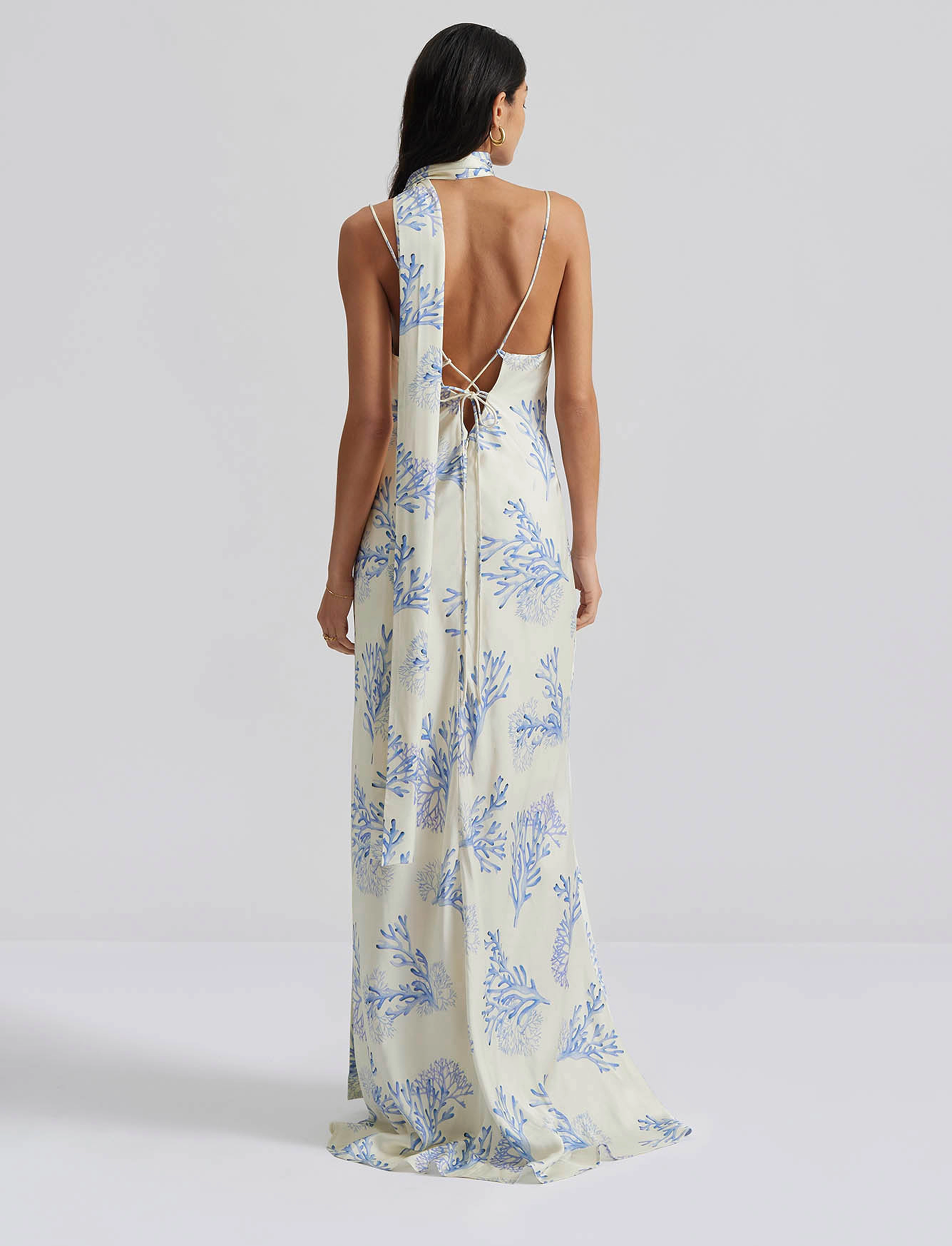 Malina - Eliza tie back slip maxi dress - coral blue - 4