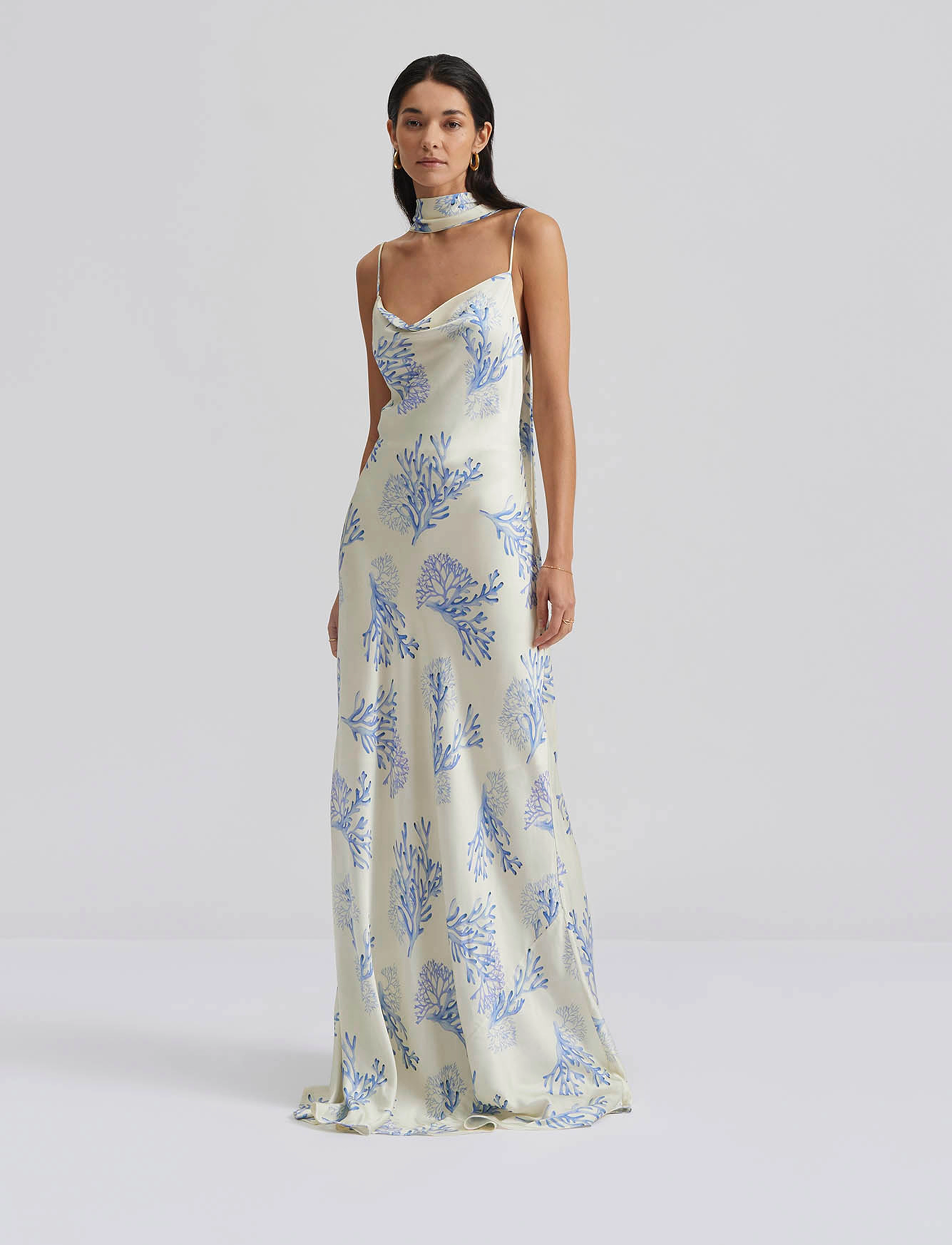 Malina - Eliza tie back slip maxi dress - coral blue - 5