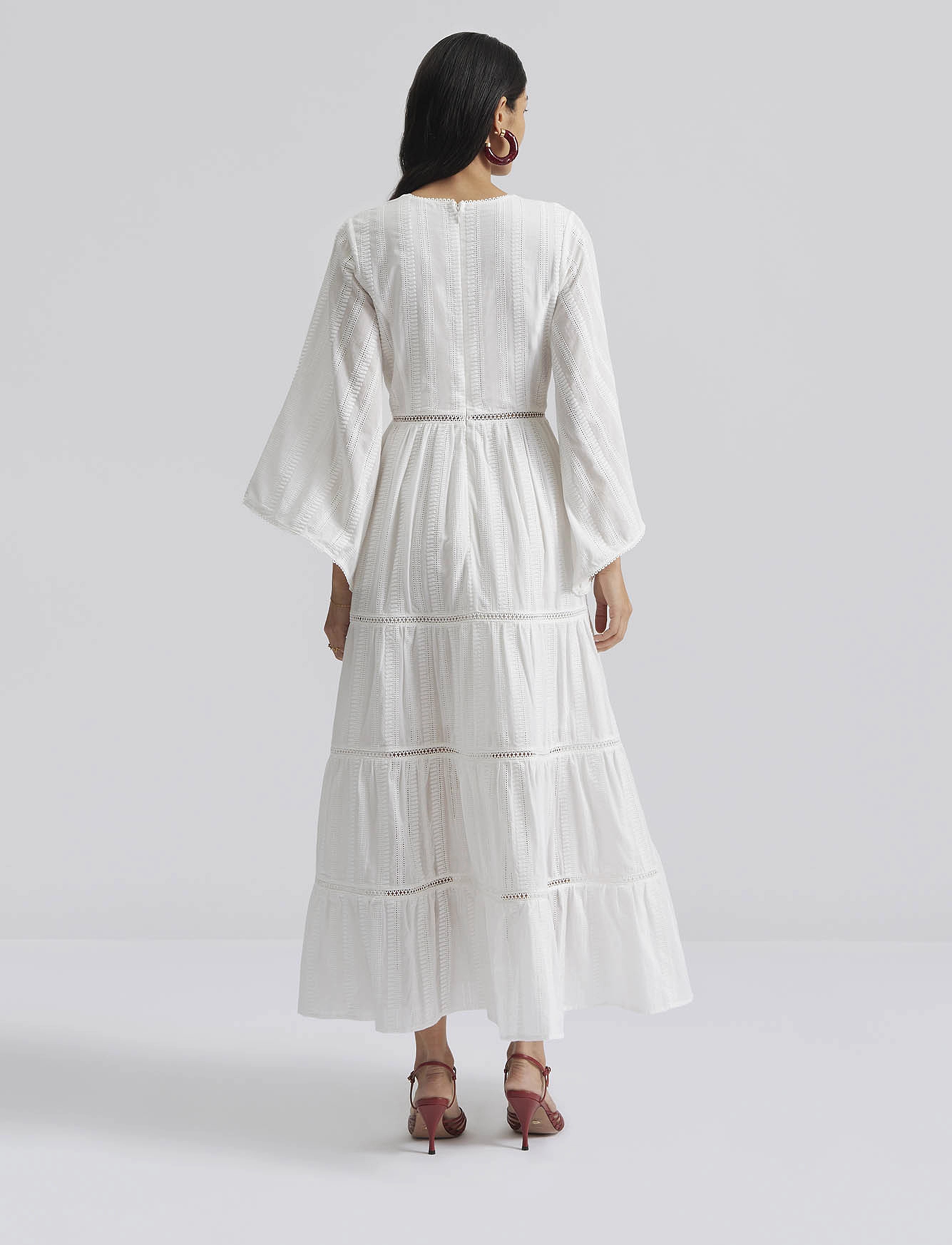 Vanessa Wide Sleeve Embroidered Cotton Maxi Dress 2