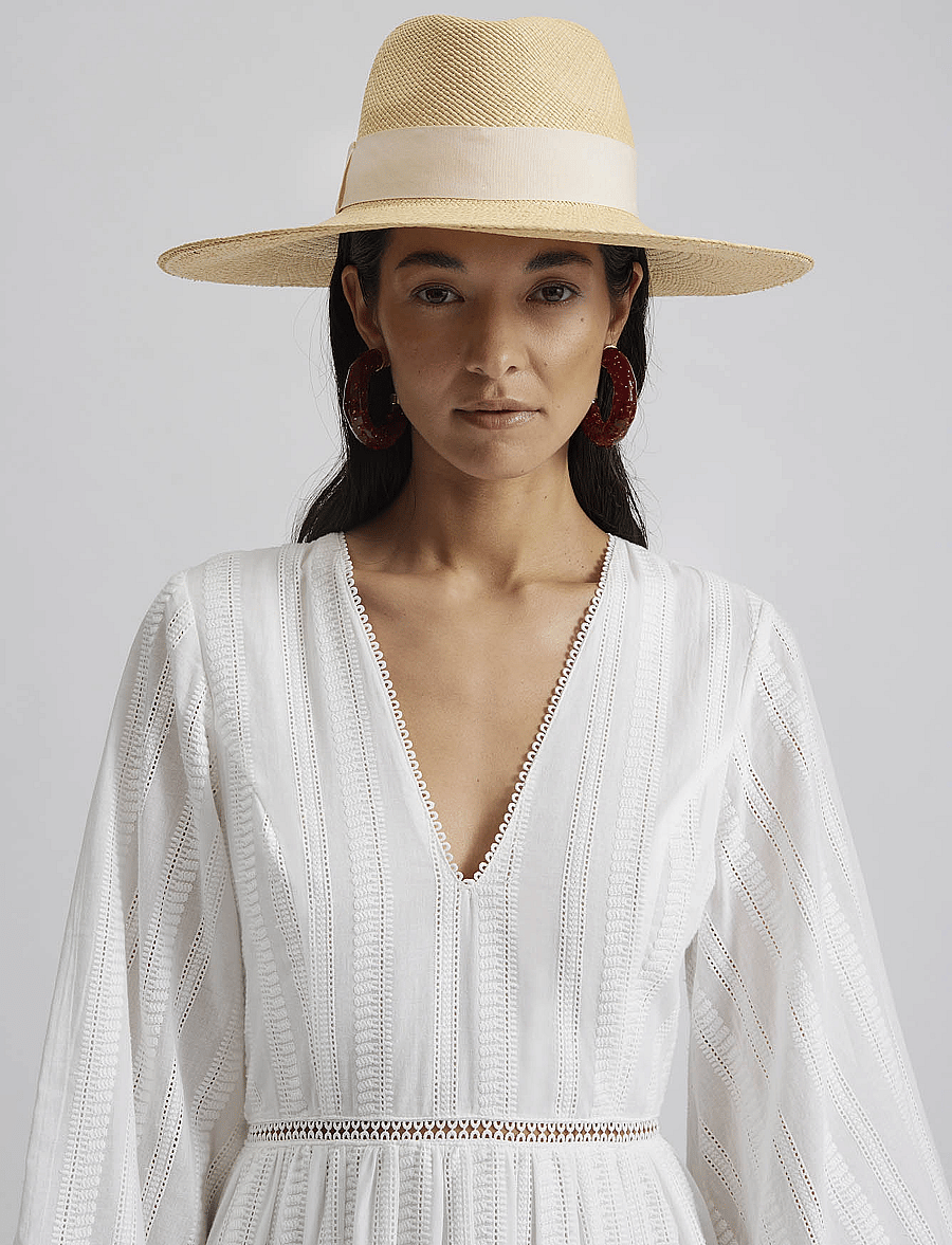 Malina - Vanessa wide sleeve embroidered cotton maxi dress - white - 5