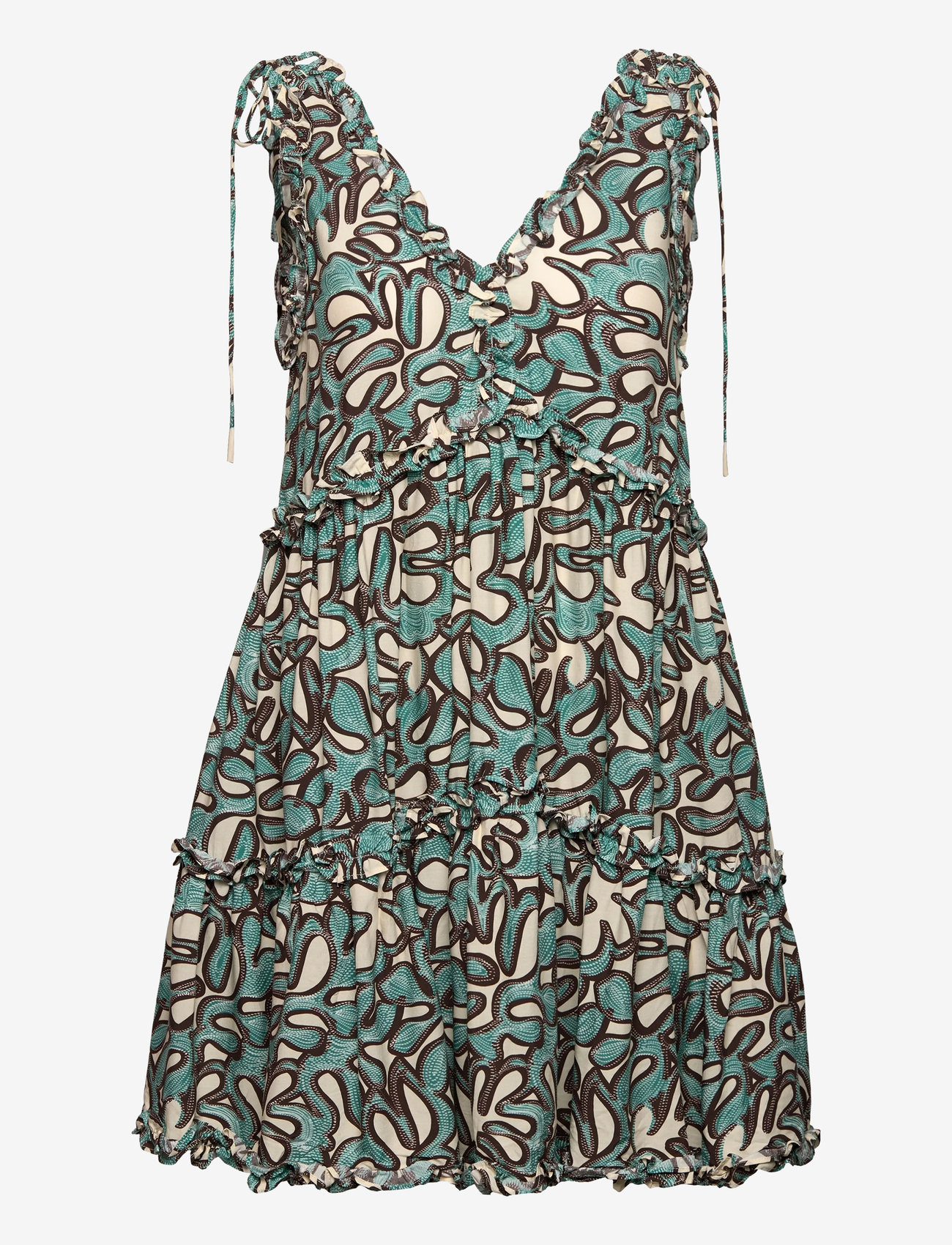 Malina - Arabella Frill Detailed Mini Dress - sommerkjoler - ocean corals - 1