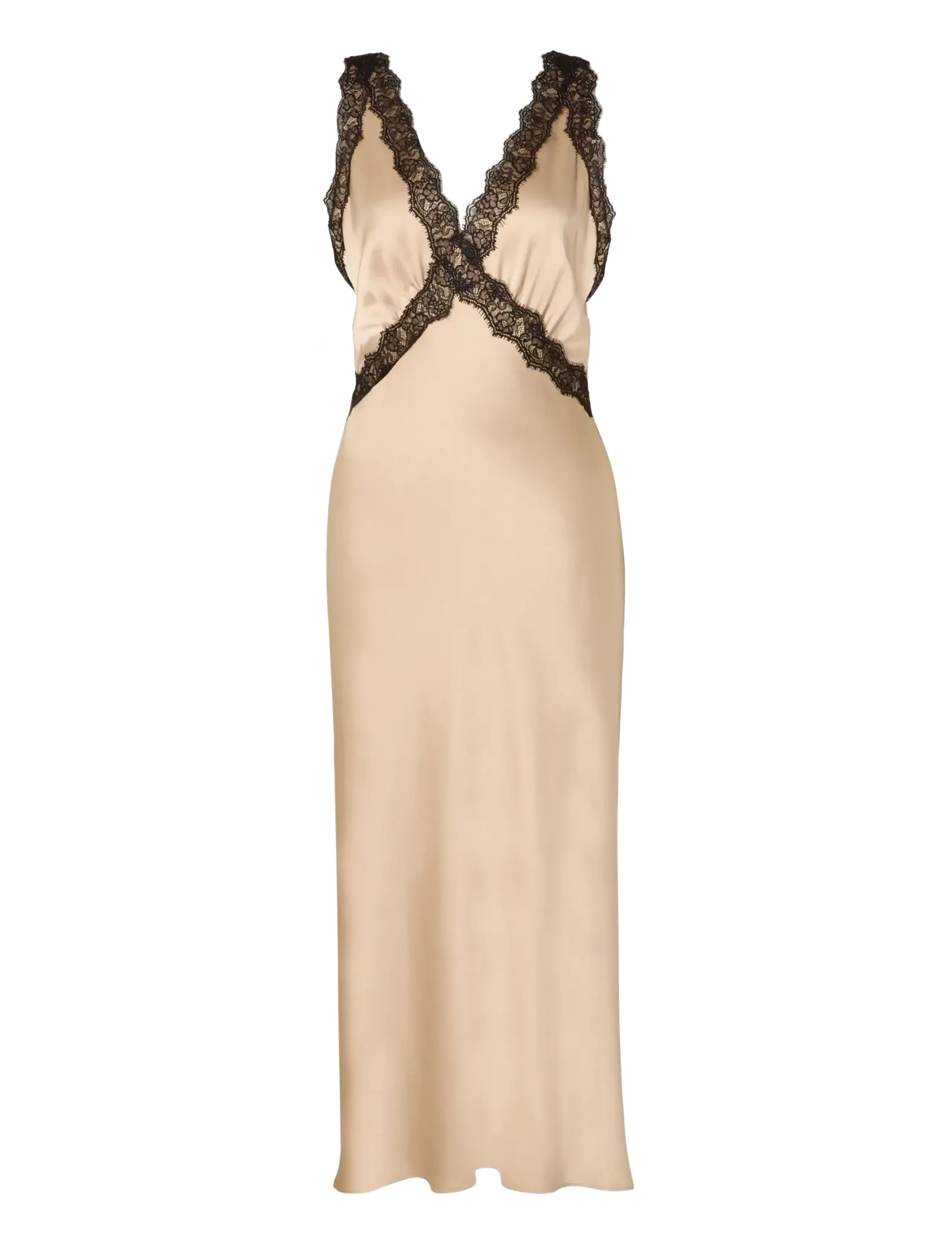 Malina Shea lace detailed satin midi dress - Midi kjoler - CHAMPAGNE / cream