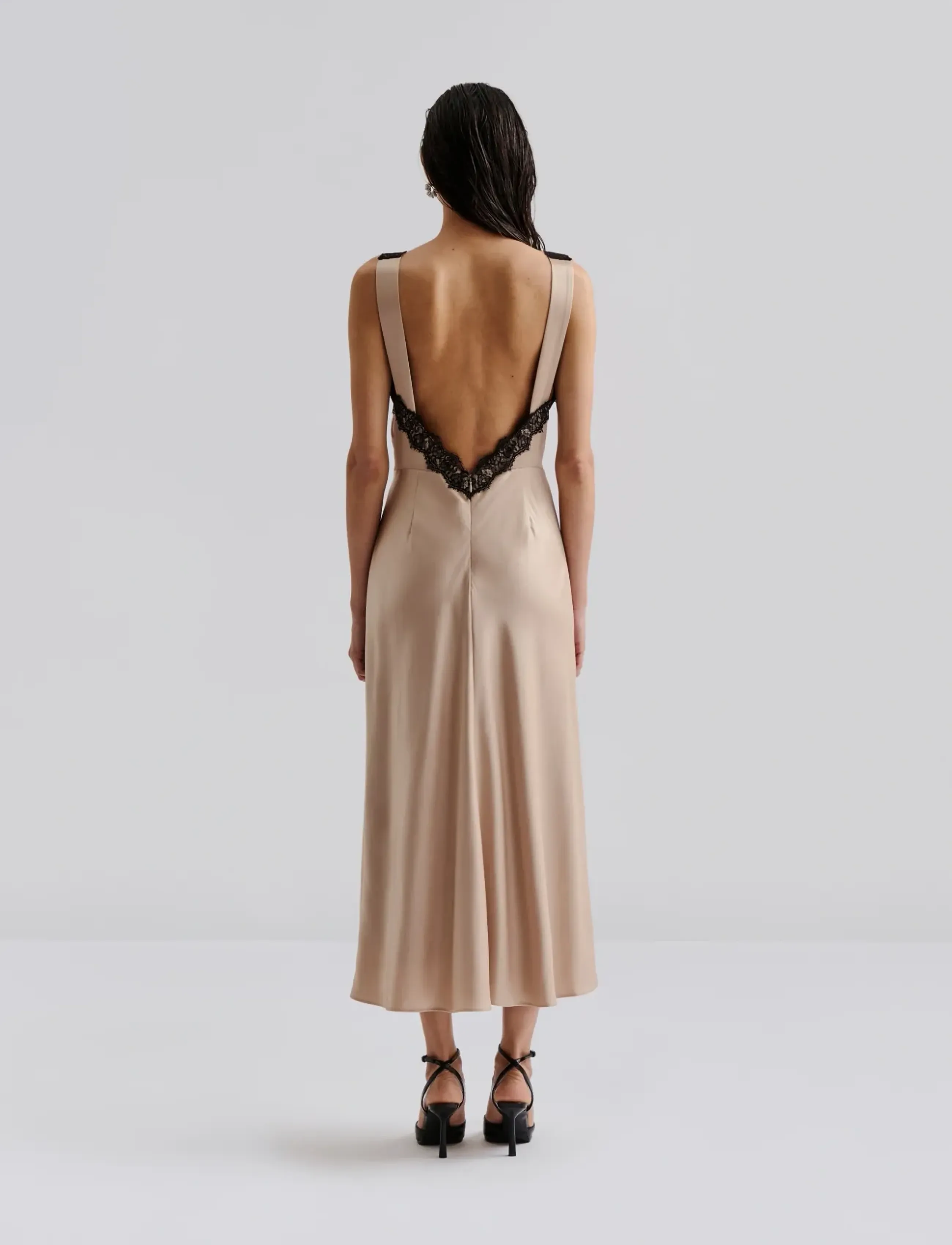 Malina - Shea lace detailed satin midi dress - robes midi - champagne - 2