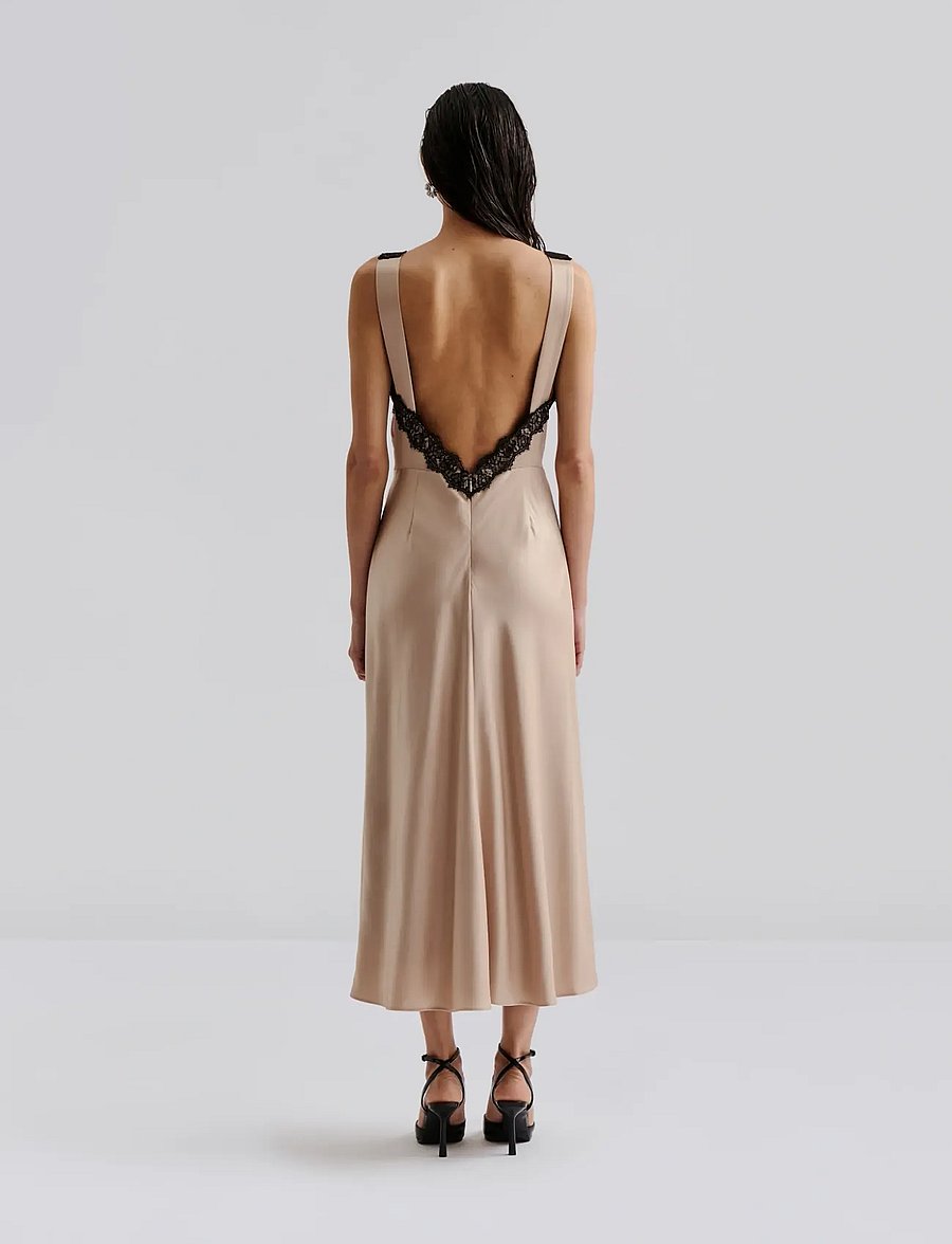 Malina - Shea lace detailed satin midi dress - robes midi - champagne - 2