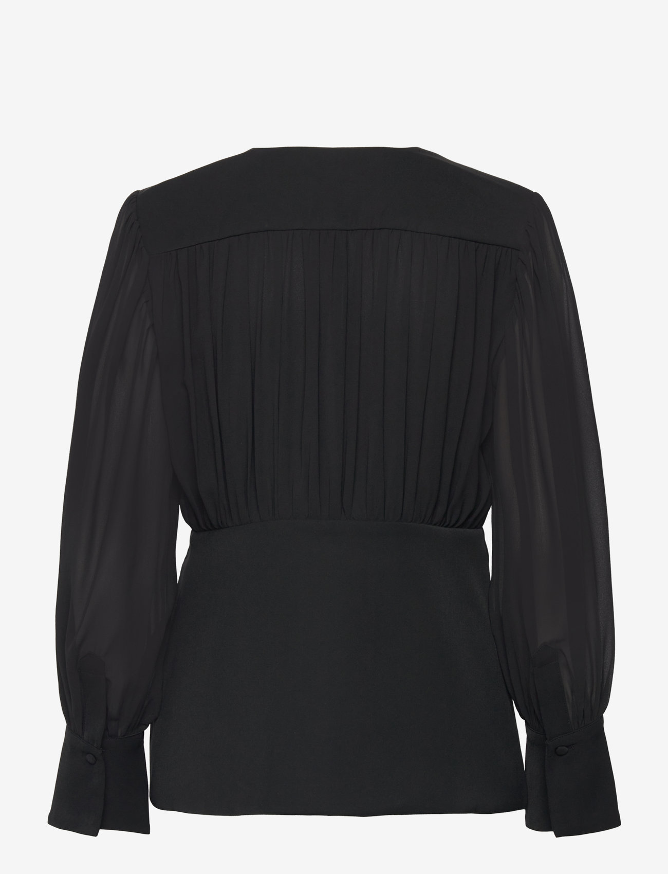 Malina - Wilhelmina wrap detail chiffon blouse - langärmlige blusen - black - 2