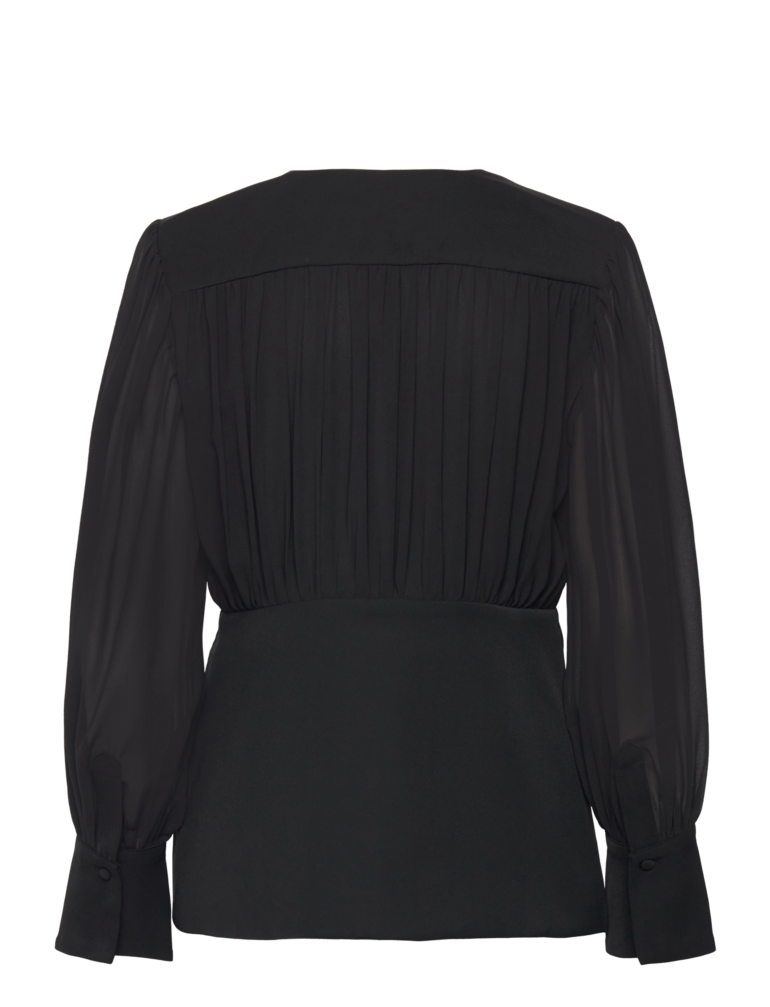 Malina - Wilhelmina wrap detail chiffon blouse - black - 2