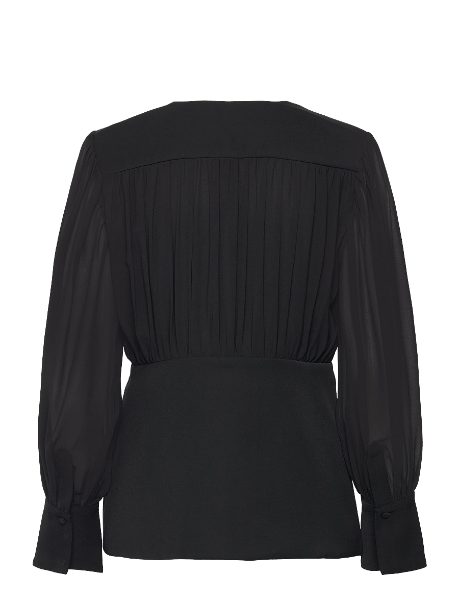 Malina - Wilhelmina wrap detail chiffon blouse - black - 2