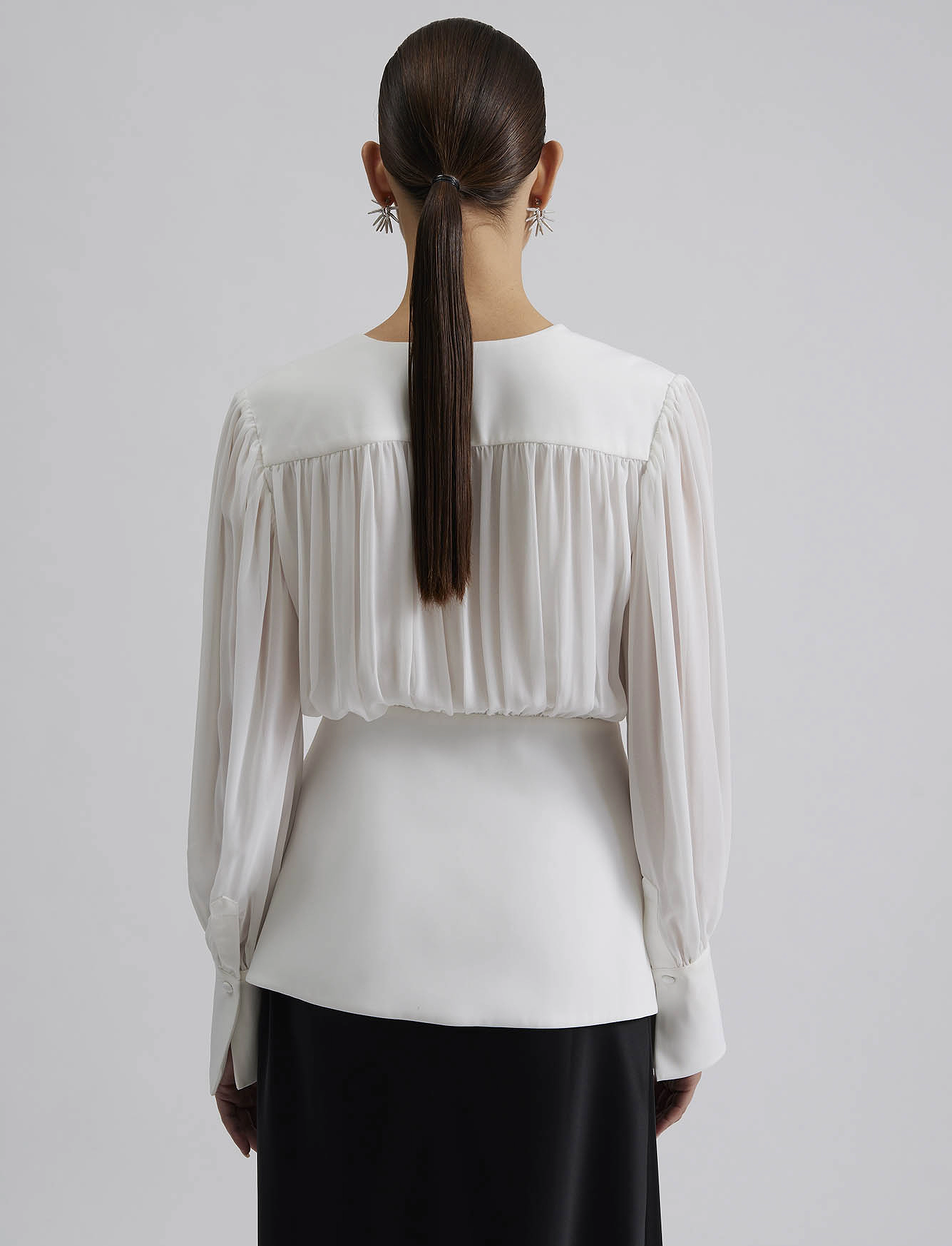 Malina - Wilhelmina wrap detail chiffon blouse - white - 5