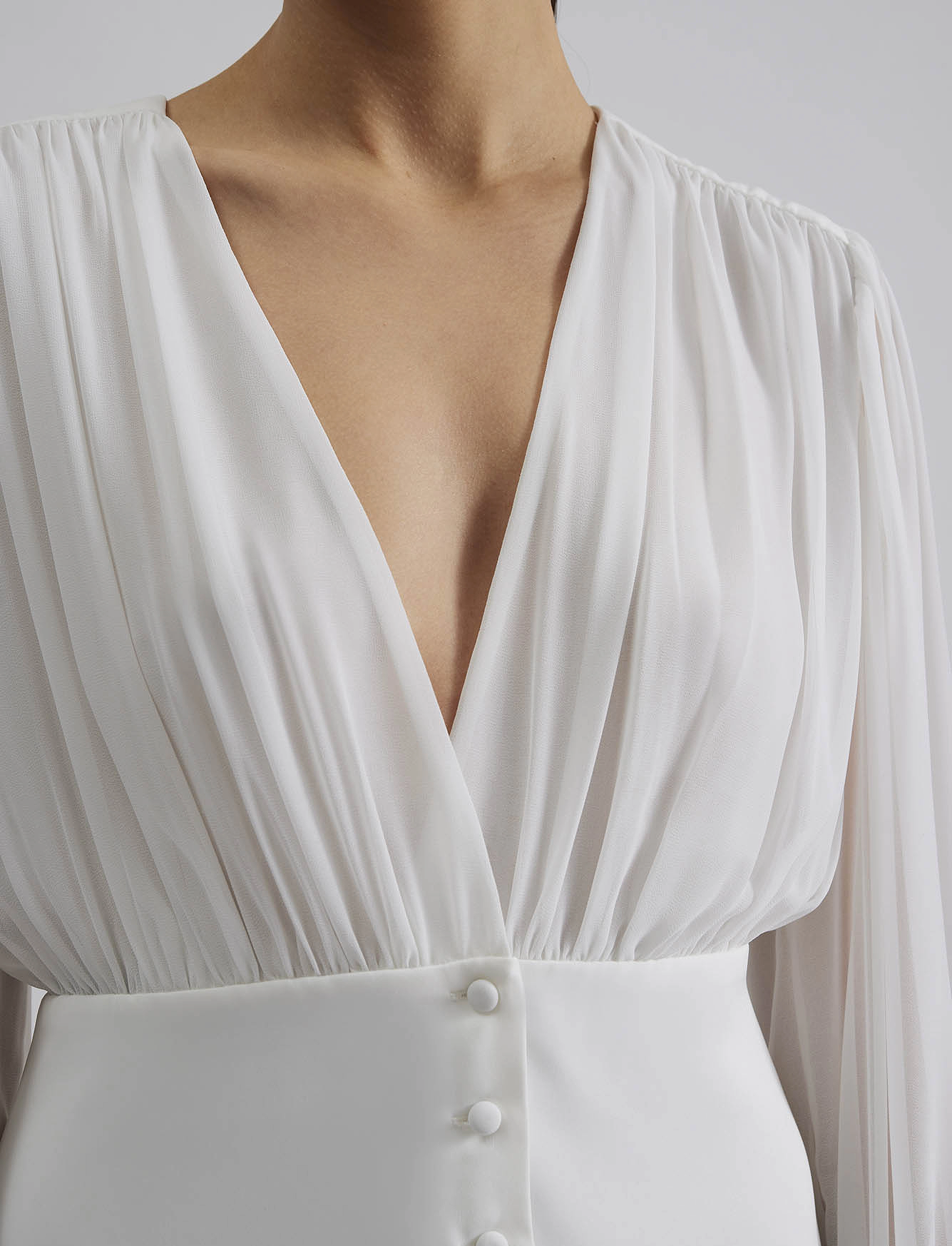 Malina - Wilhelmina wrap detail chiffon blouse - white - 4