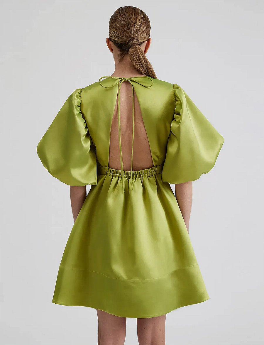 Malina - Dana open back mini dress - festkjoler - lime - 3