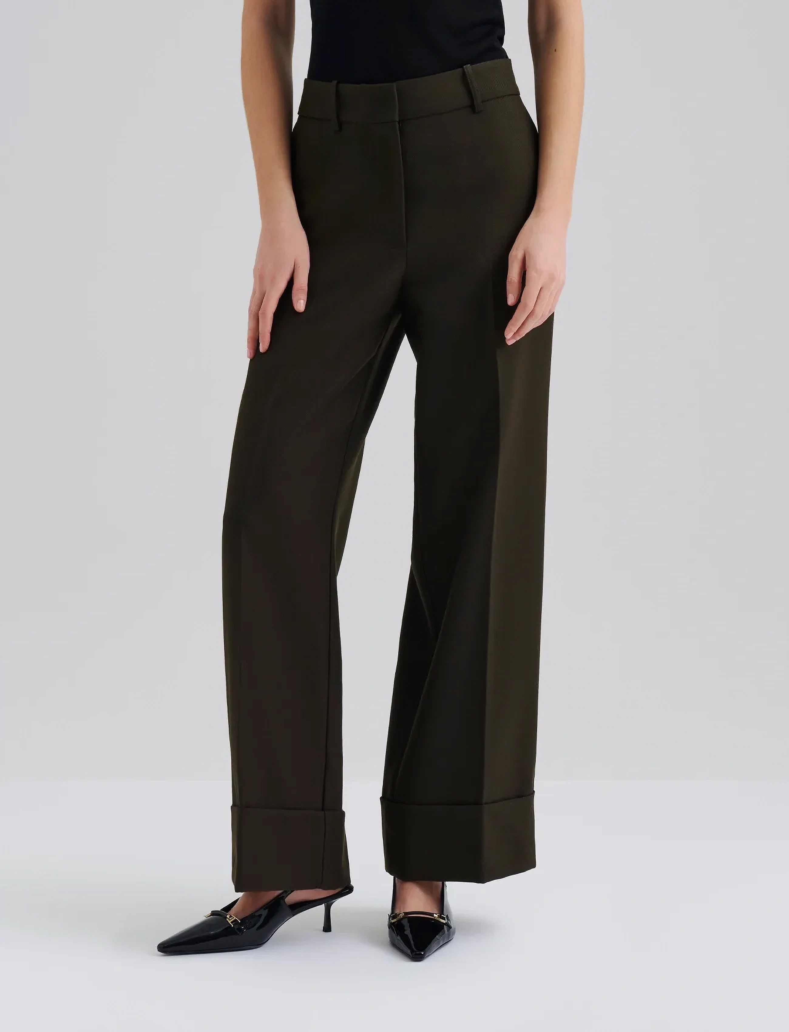 Malina Jordyn Mid Rise Wide Pants, 38, Trousers, Braun - Leg, Frauen