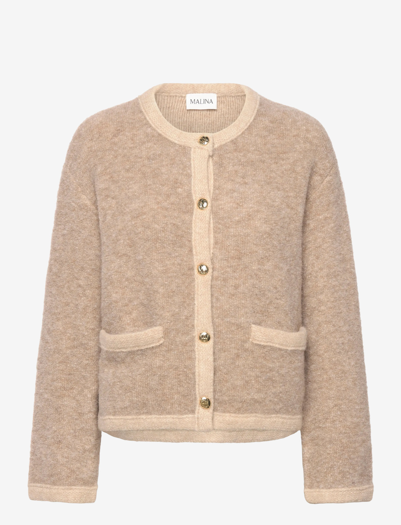 Malina - Carly Wool Blend Cardigan - koftor - beige - 0