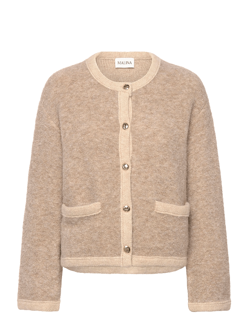 Malina - Carly Wool Blend Cardigan - koftor - beige - 0