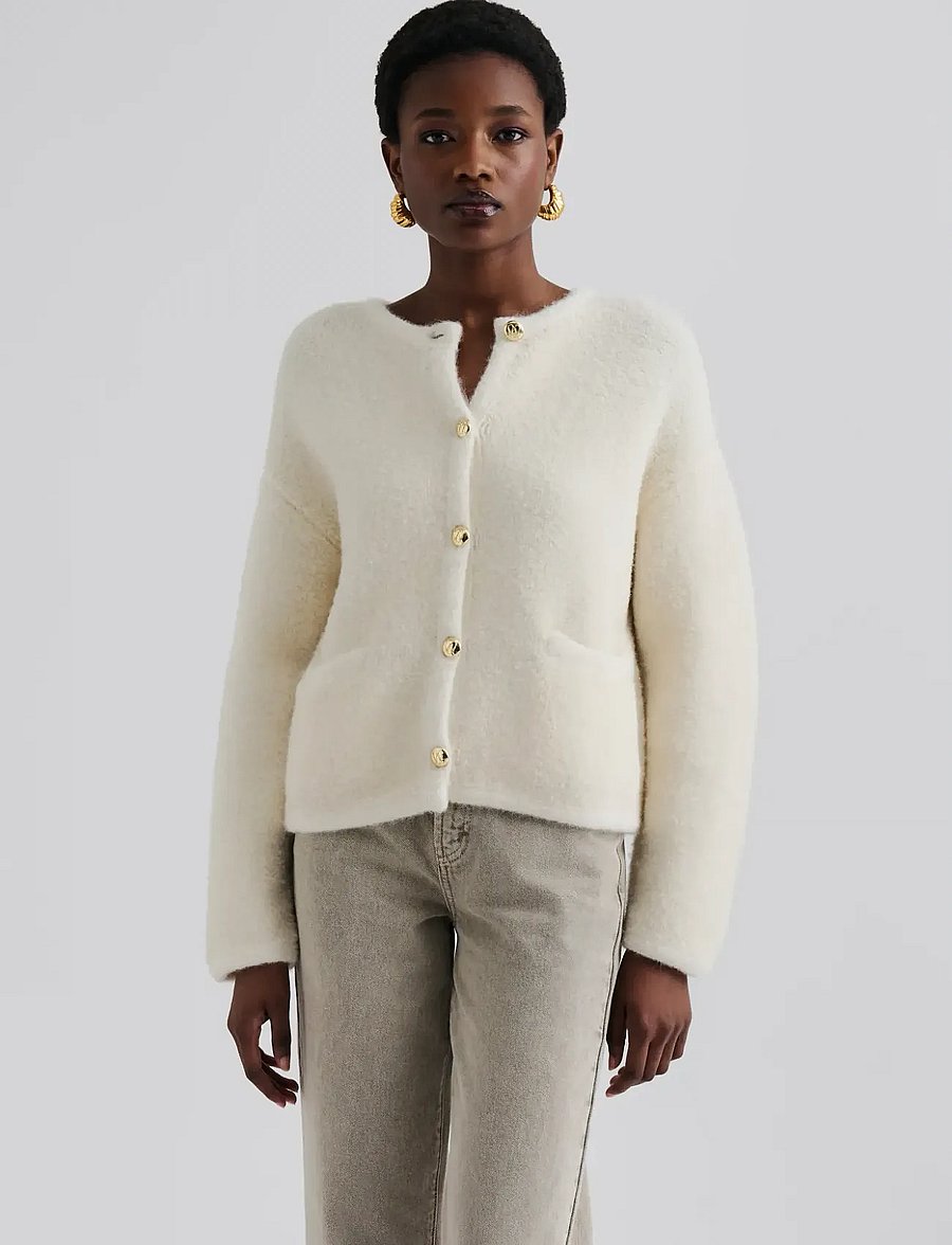 Malina - Carly Wool Blend Cardigan - cardigans - cream - 0