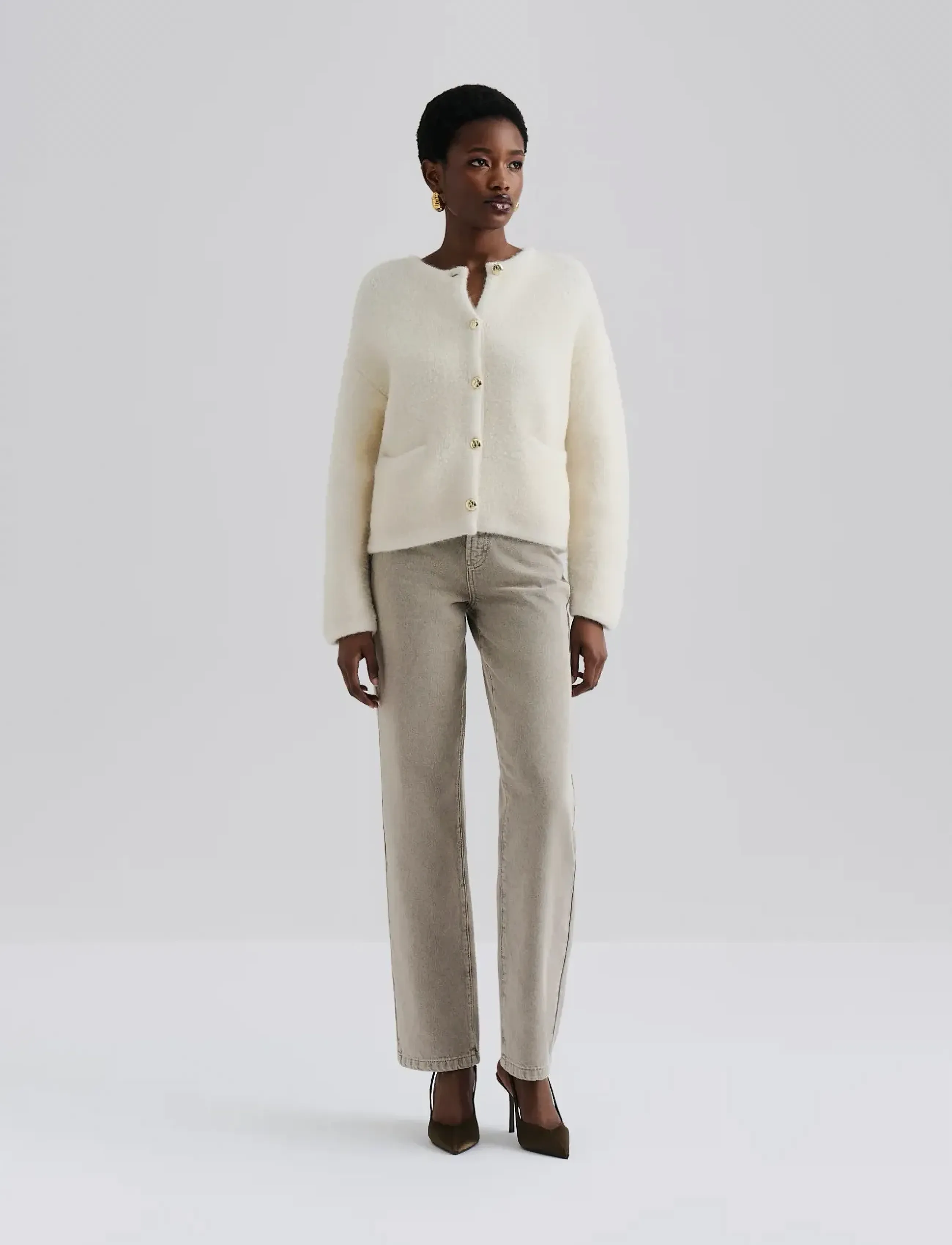 Malina - Carly Wool Blend Cardigan - cardigans - cream - 5