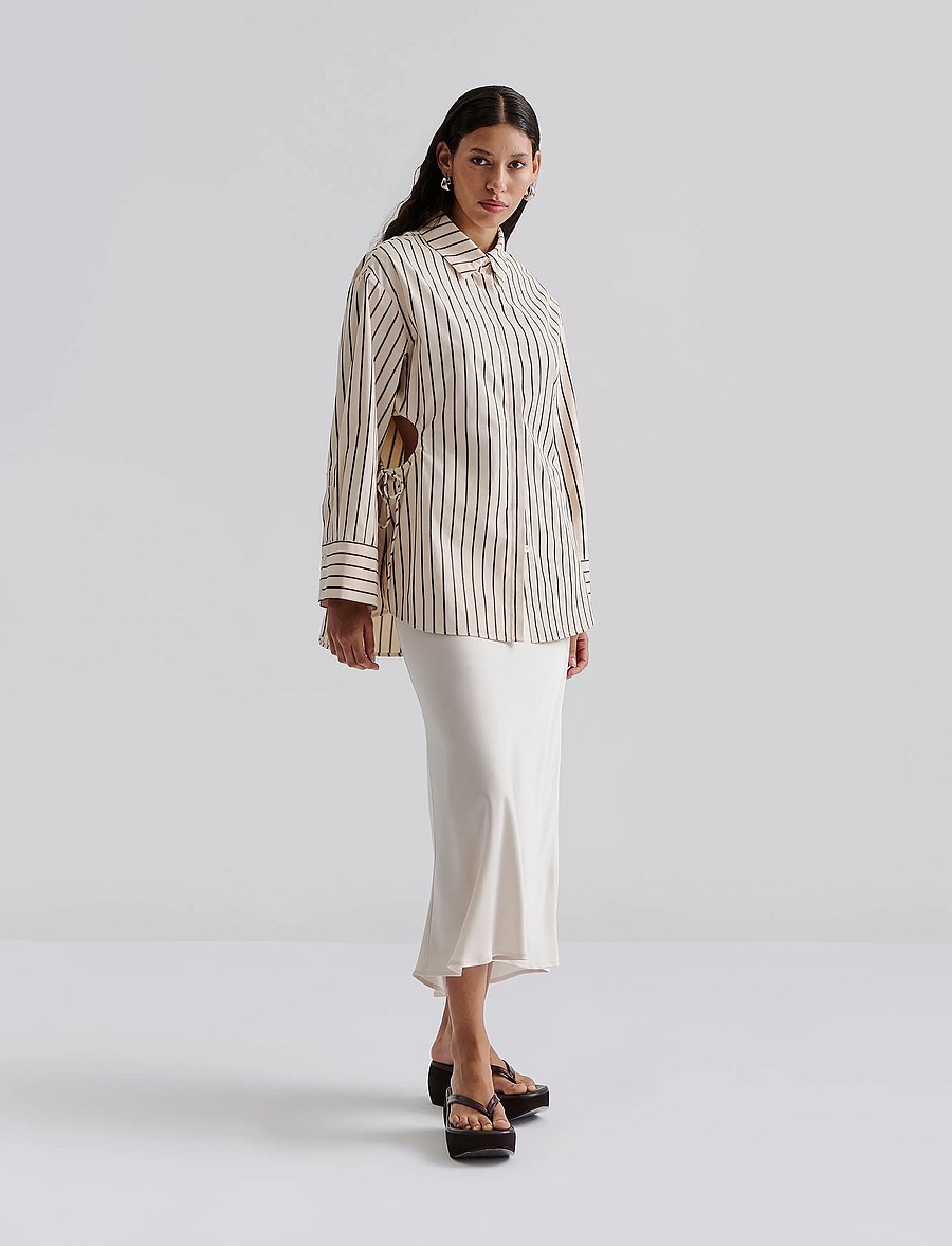 Malina - Eline cut out shirt - pikkade varrukatega särgid - black stripe - 0