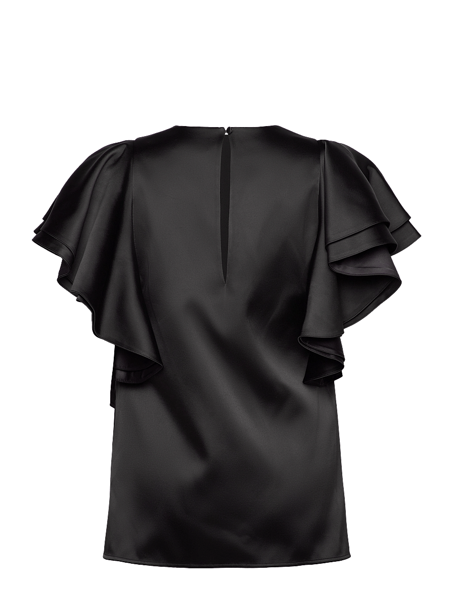 Malina - Ada frill oversized blouse - kortærmede bluser - black - 2