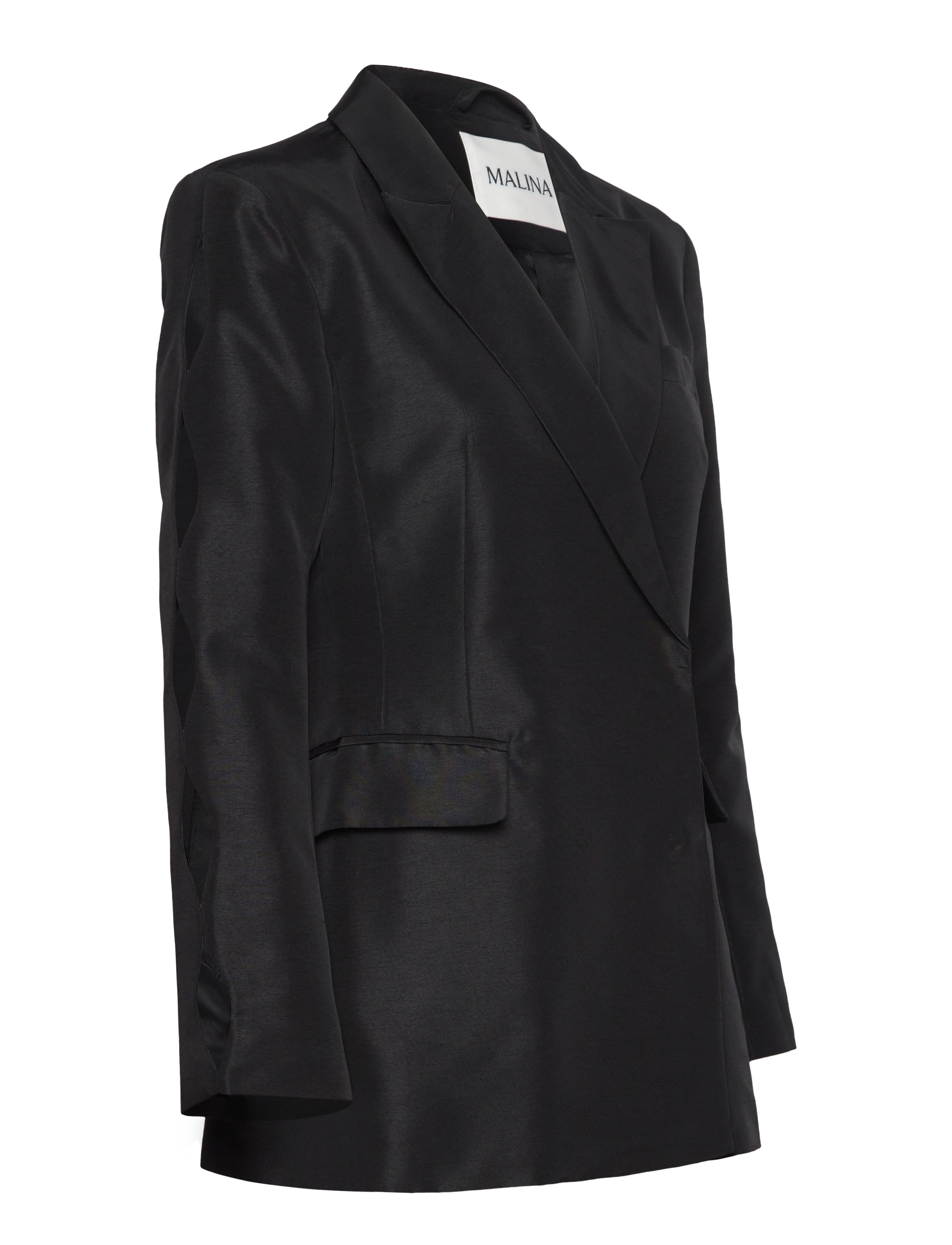 Malina - Ina cut out sleeve tailored blazer - black - 4