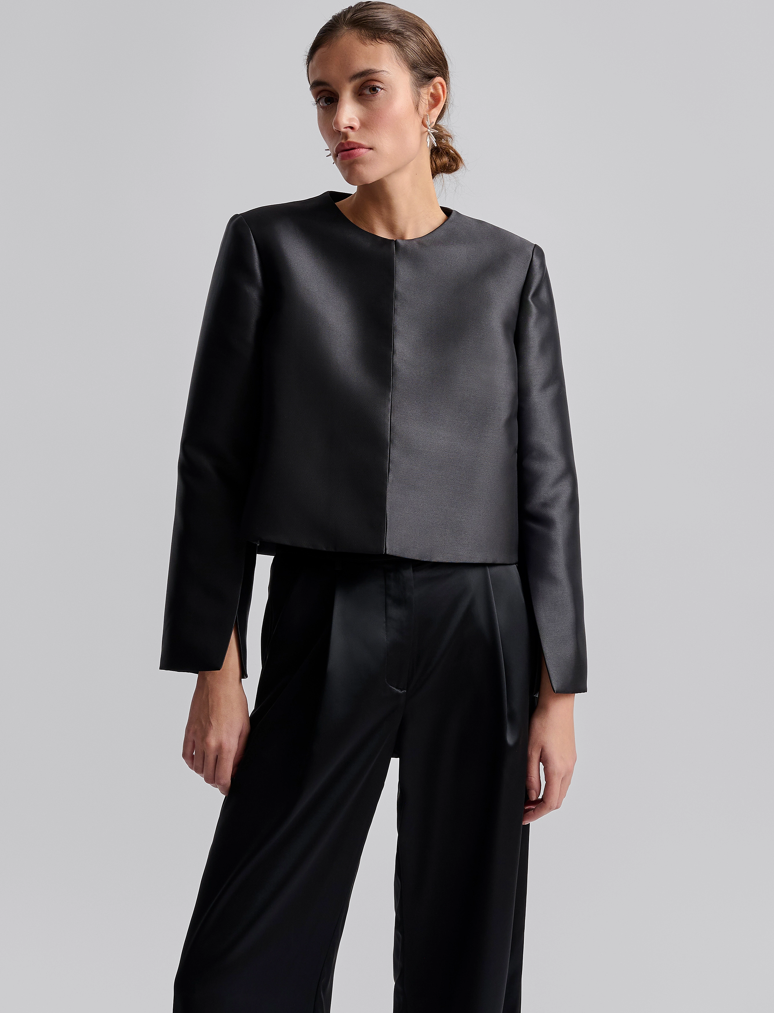 Malina - Ruthie Cropped Long Sleeve Blouse - langærmede bluser - black - 4