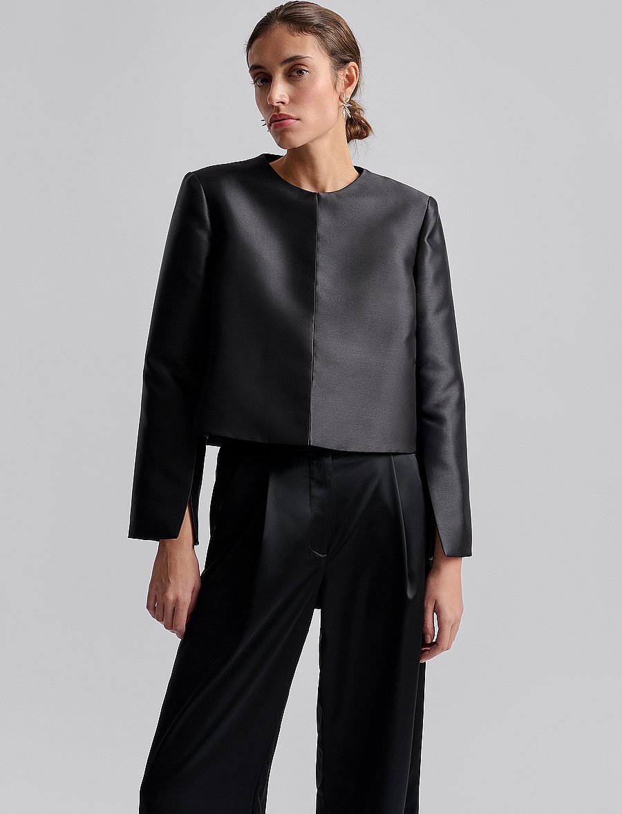 Malina - Ruthie Cropped Long Sleeve Blouse - pikkade varrukatega pluusid - black - 4