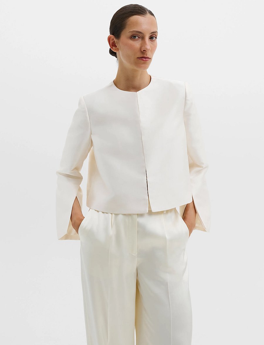Malina - Ruthie Cropped Long Sleeve Blouse - langærmede bluser - ivory - 0