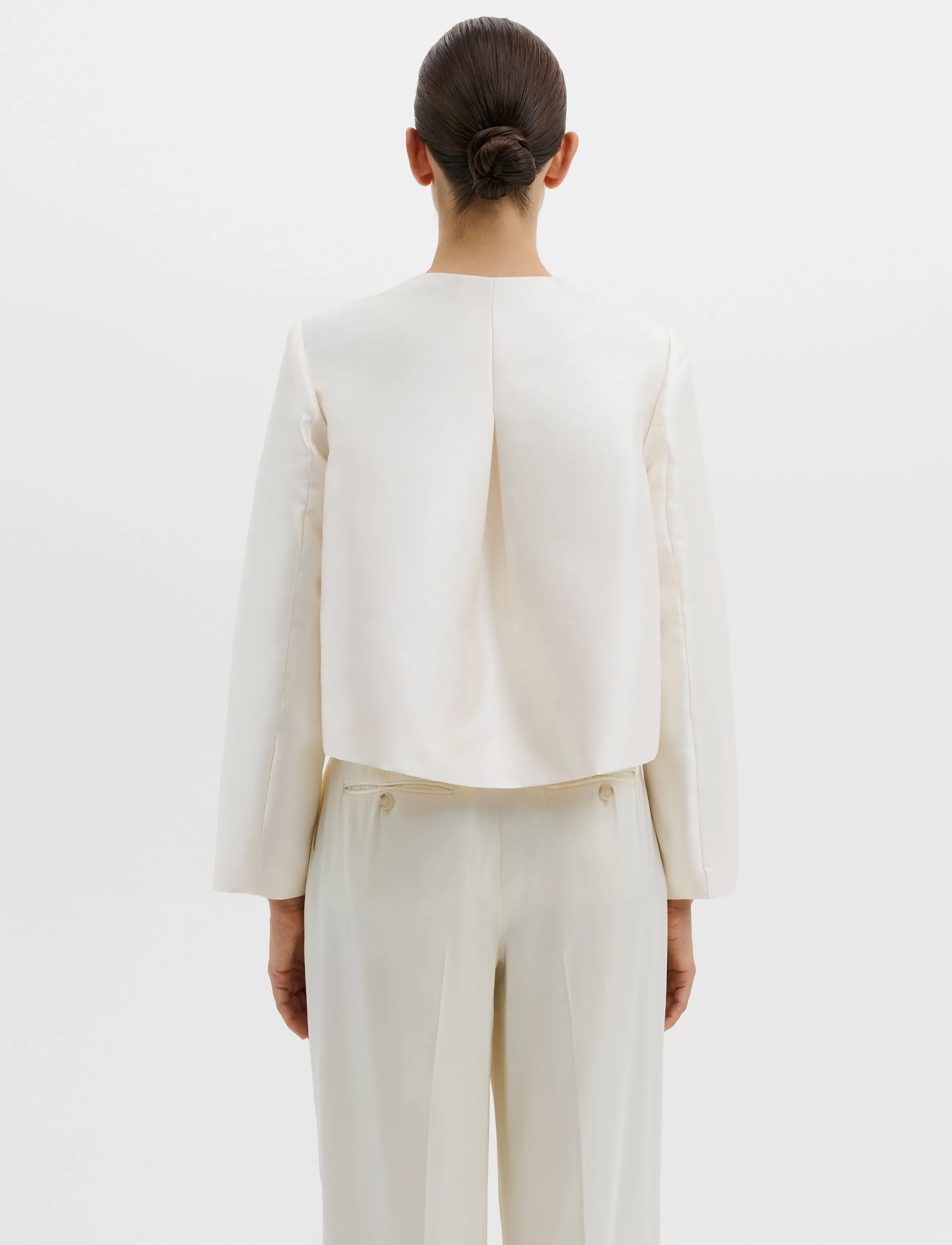 Malina - Ruthie Cropped Long Sleeve Blouse - long-sleeved blouses - ivory - 3