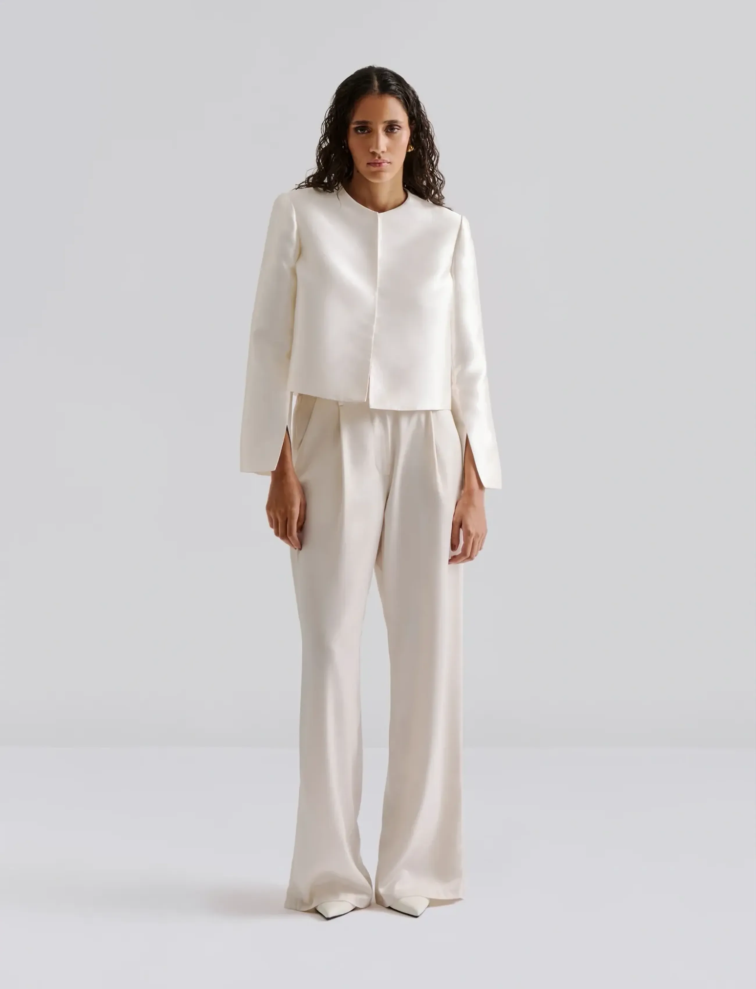 Malina - Ruthie Cropped Long Sleeve Blouse - langærmede bluser - ivory - 3