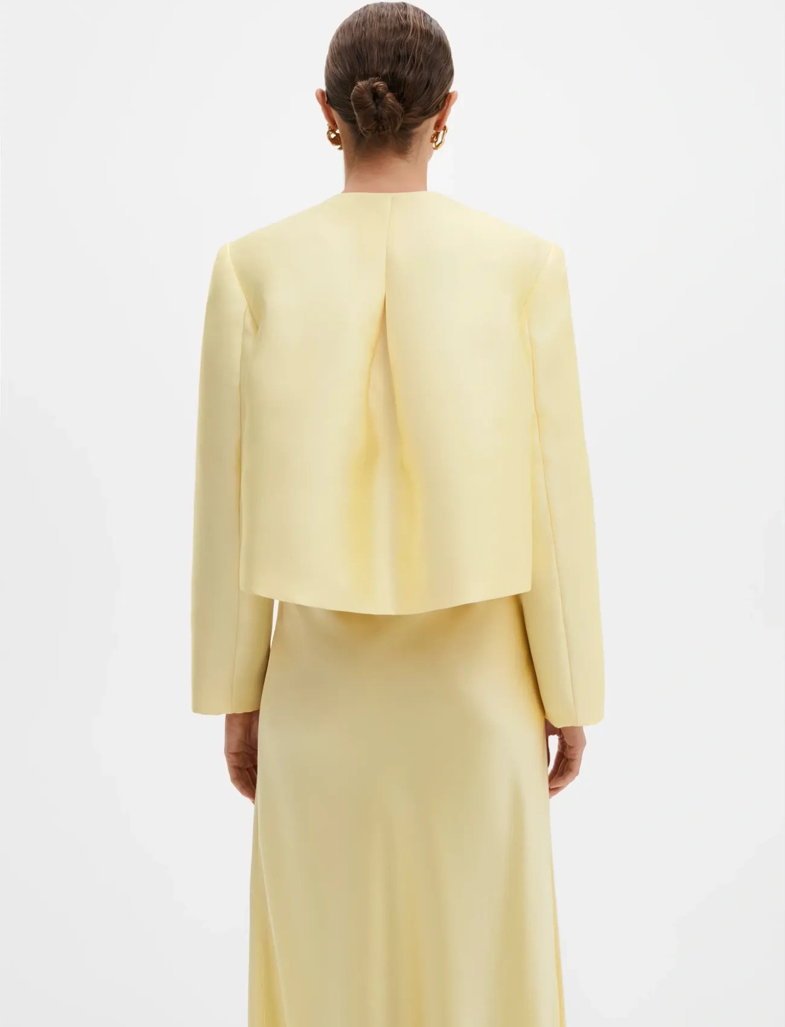 Malina - Ruthie Cropped Long Sleeve Blouse - langærmede bluser - light lemon - 2