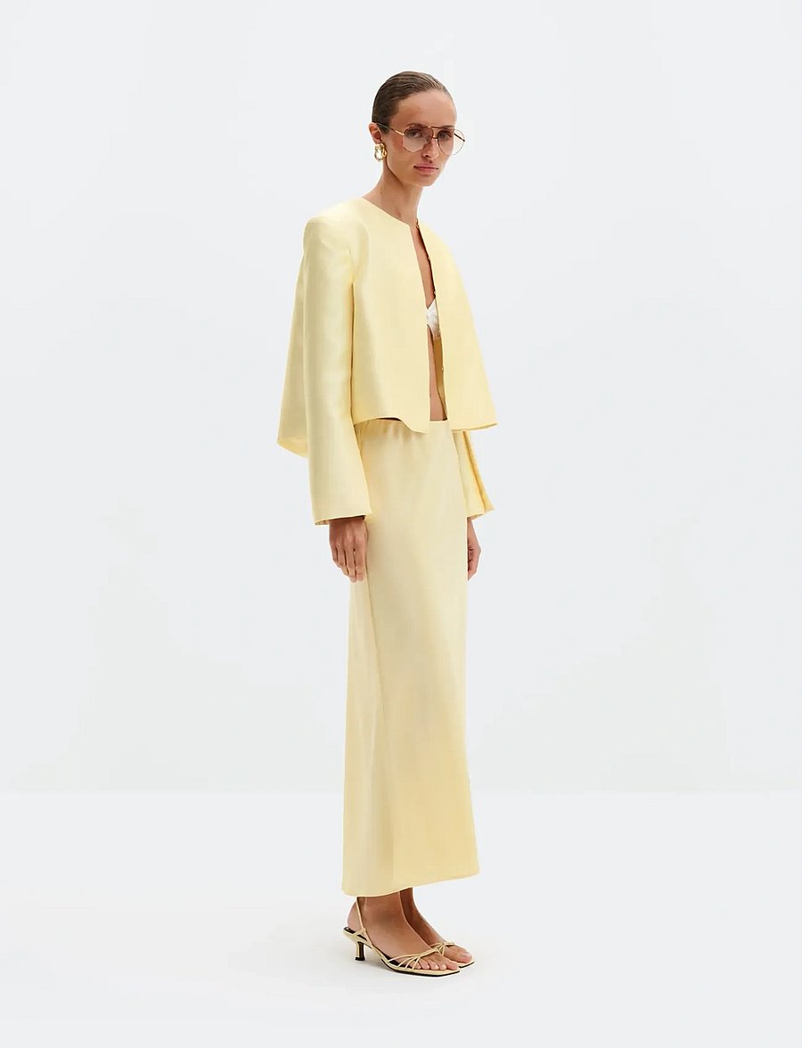 Malina - Ruthie Cropped Long Sleeve Blouse - blouses met lange mouwen - light lemon - 3
