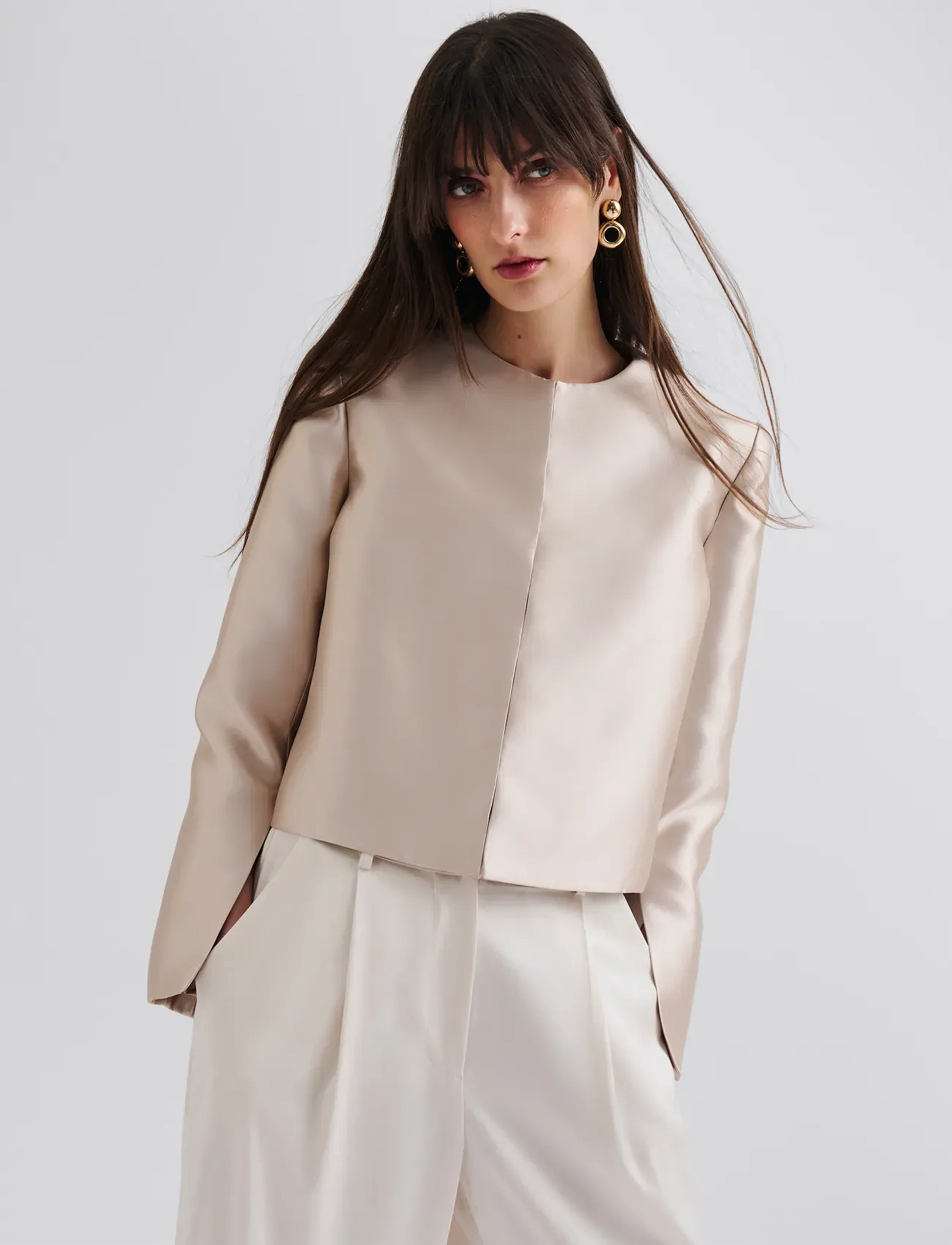 Malina - Ruthie Cropped Long Sleeve Blouse - blouses à manches longues - soft beige - 4