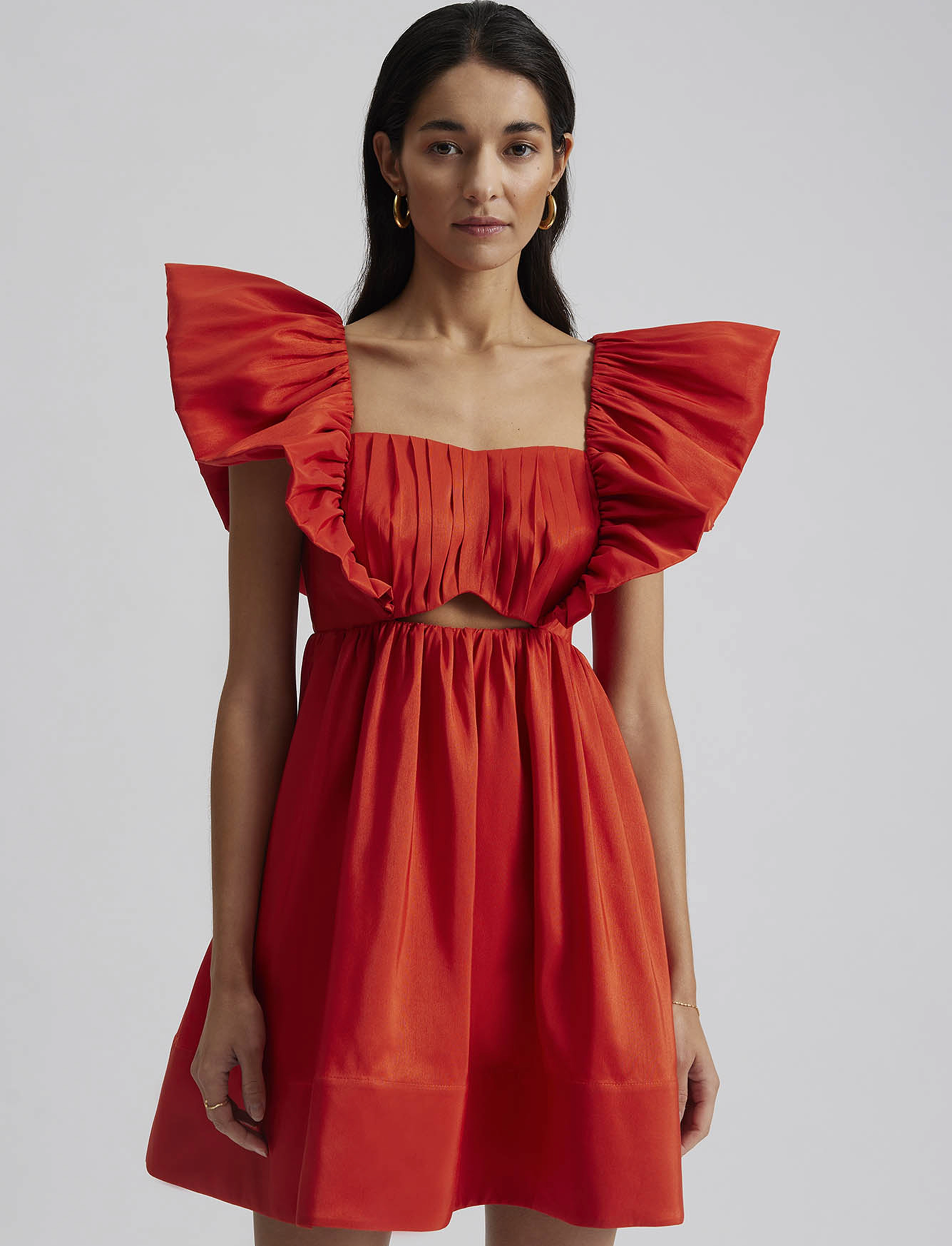 Malina - Bree frill detailed mini dress - summer red - 4