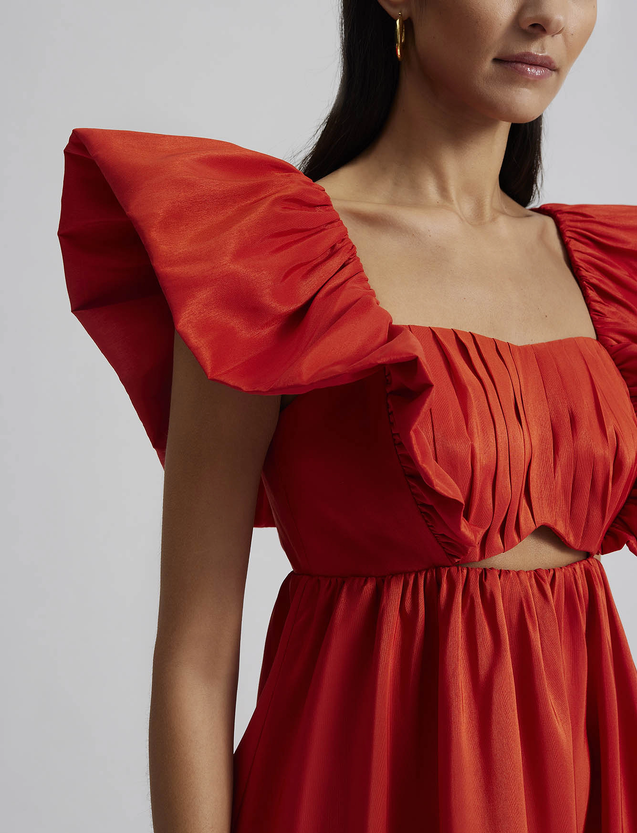 Malina - Bree frill detailed mini dress - summer red - 5