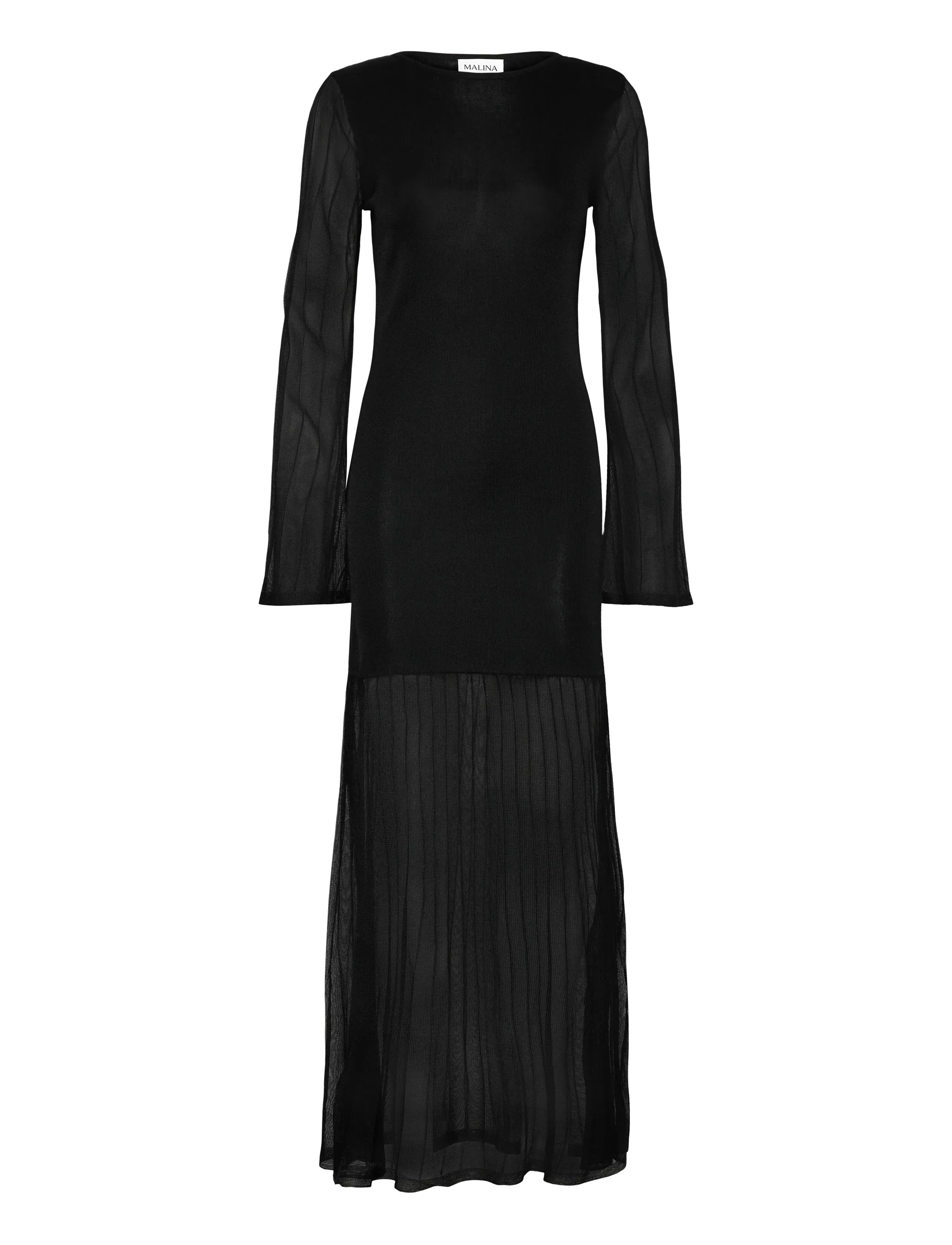 MALINA Haisley Sheer Strick Maxi Kleid Schwarz - L - Damen