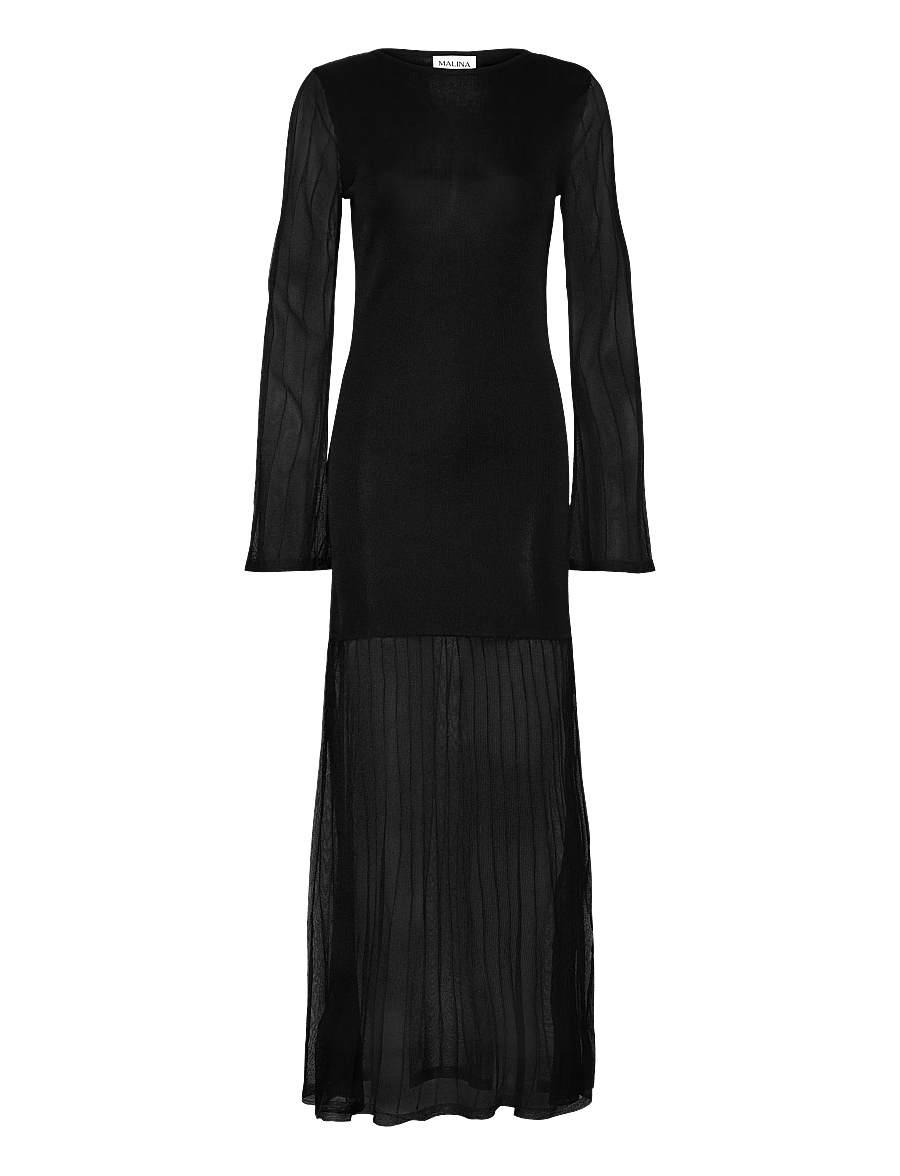 Malina - Haisley Sheer Knitted Maxi Dress - robes de soirée - black - 1
