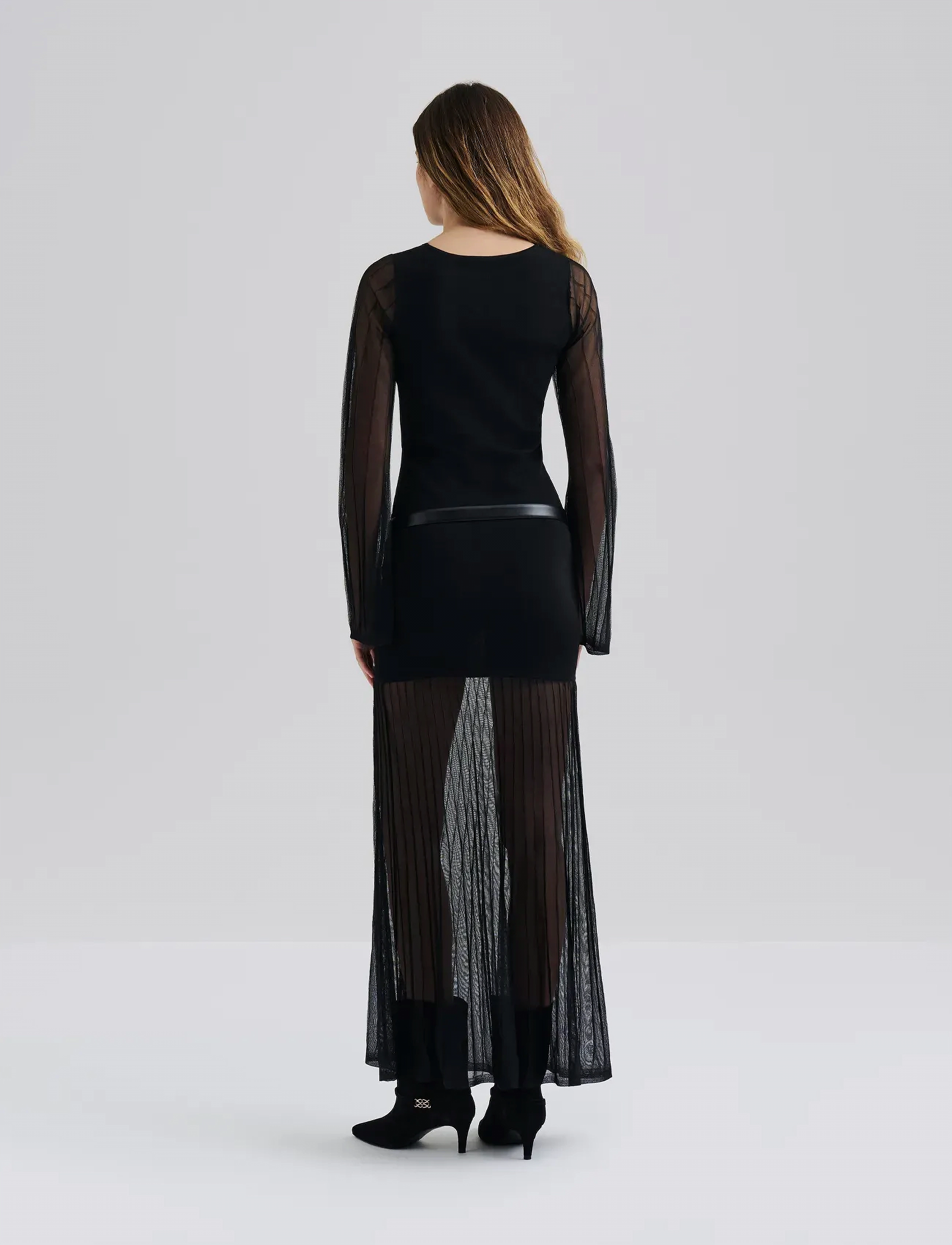 Malina - Haisley Sheer Knitted Maxi Dress - aftenkjoler - black - 3