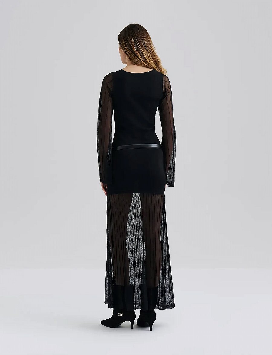 Malina - Haisley Sheer Knitted Maxi Dress - robes de soirée - black - 3