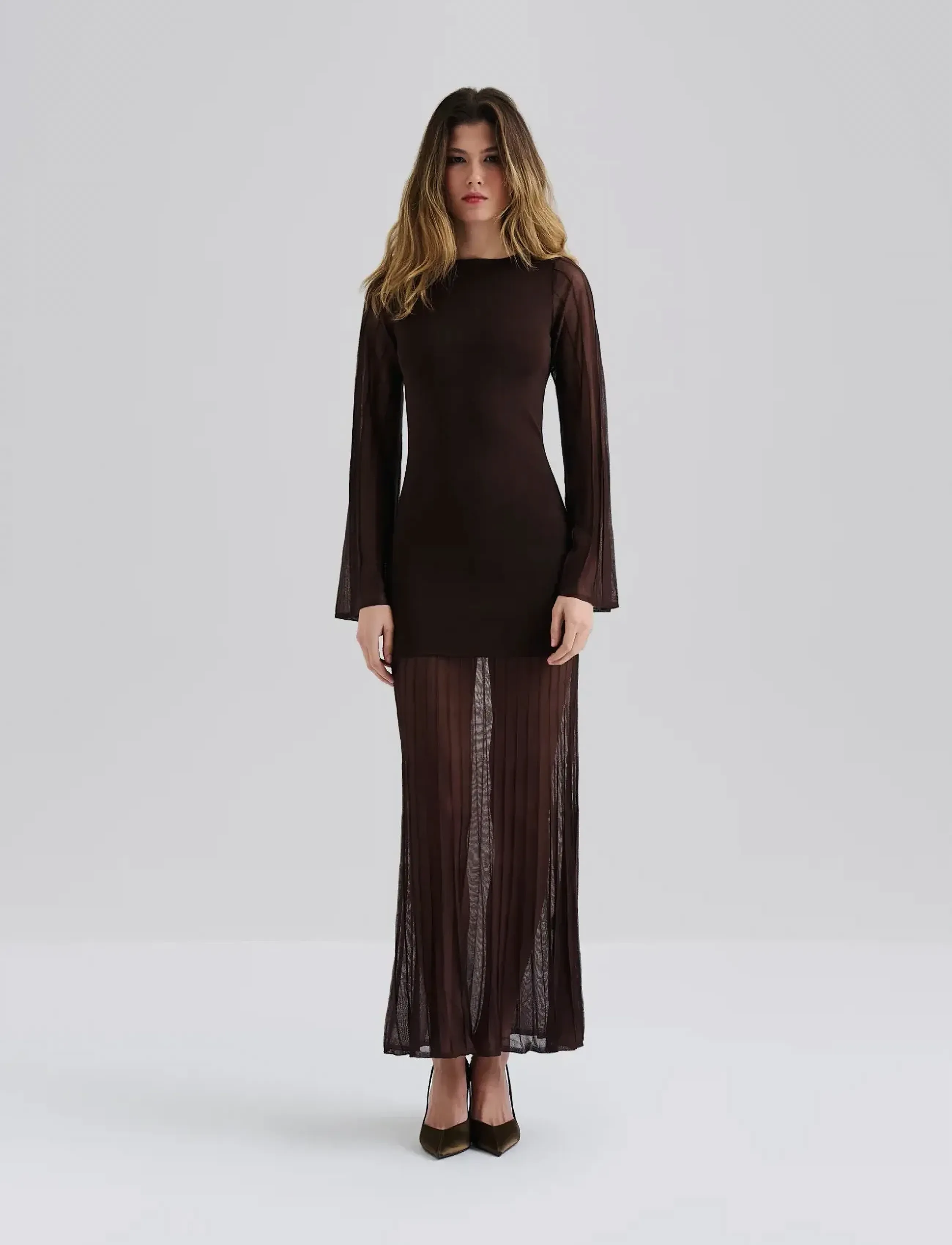 MALINA Haisley Sheer Knitted Maxi Dress klänningar dam – bild 4