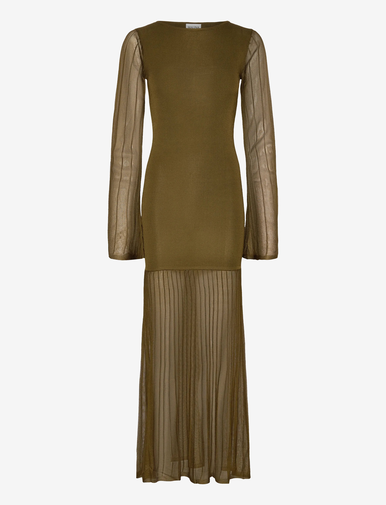 Malina - Haisley Sheer Knitted Maxi Dress - olive - 1