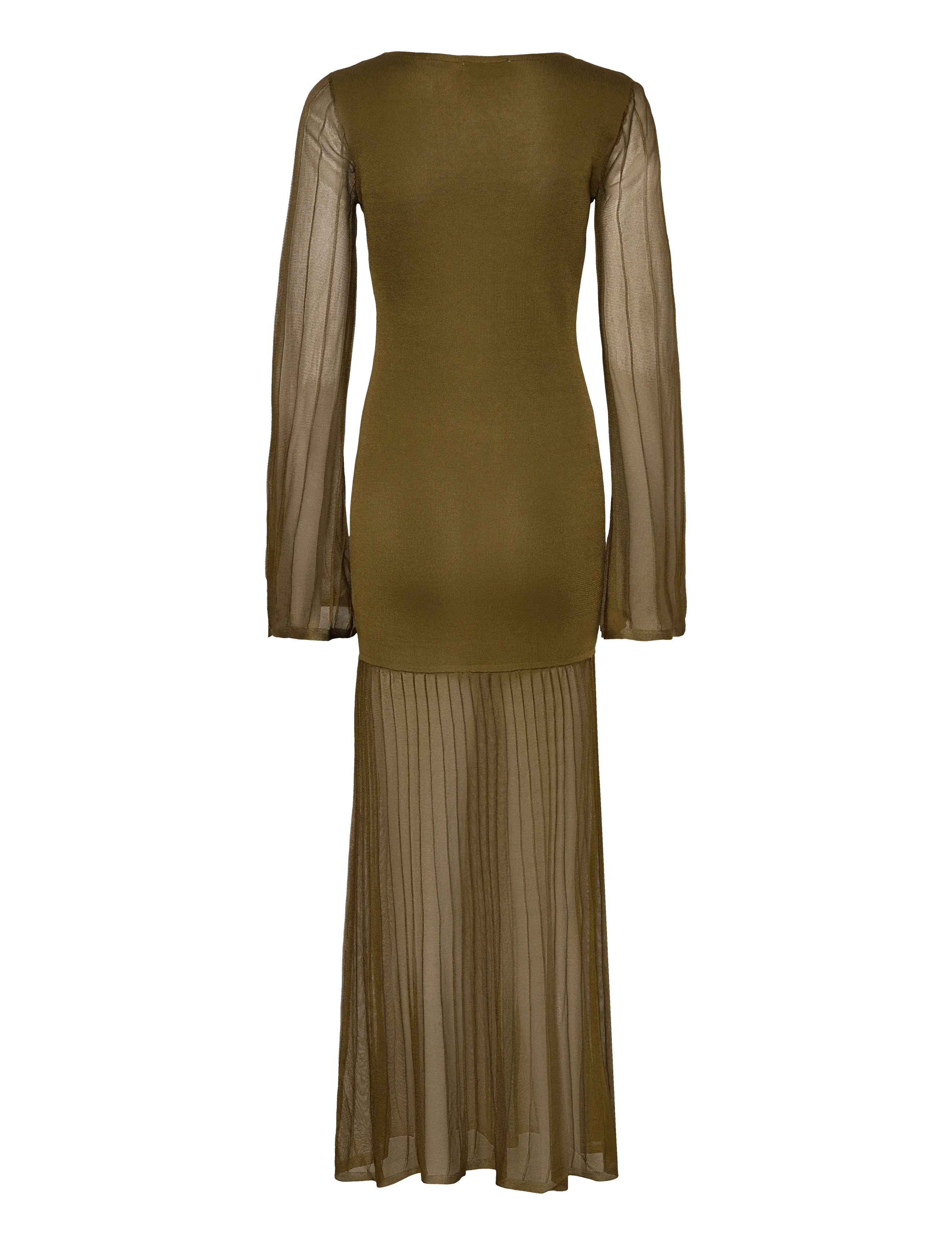 Malina - Haisley Sheer Knitted Maxi Dress - abendkleider - olive - 2