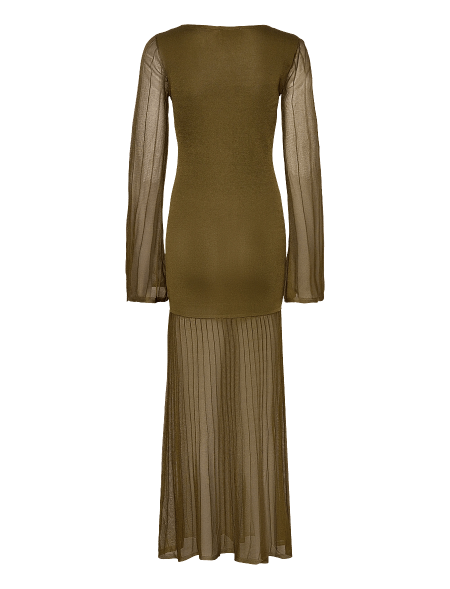 Malina - Haisley Sheer Knitted Maxi Dress - robes de soirée - olive - 2