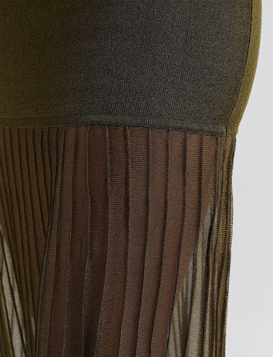 Malina - Haisley Sheer Knitted Maxi Dress - robes de soirée - olive - 4