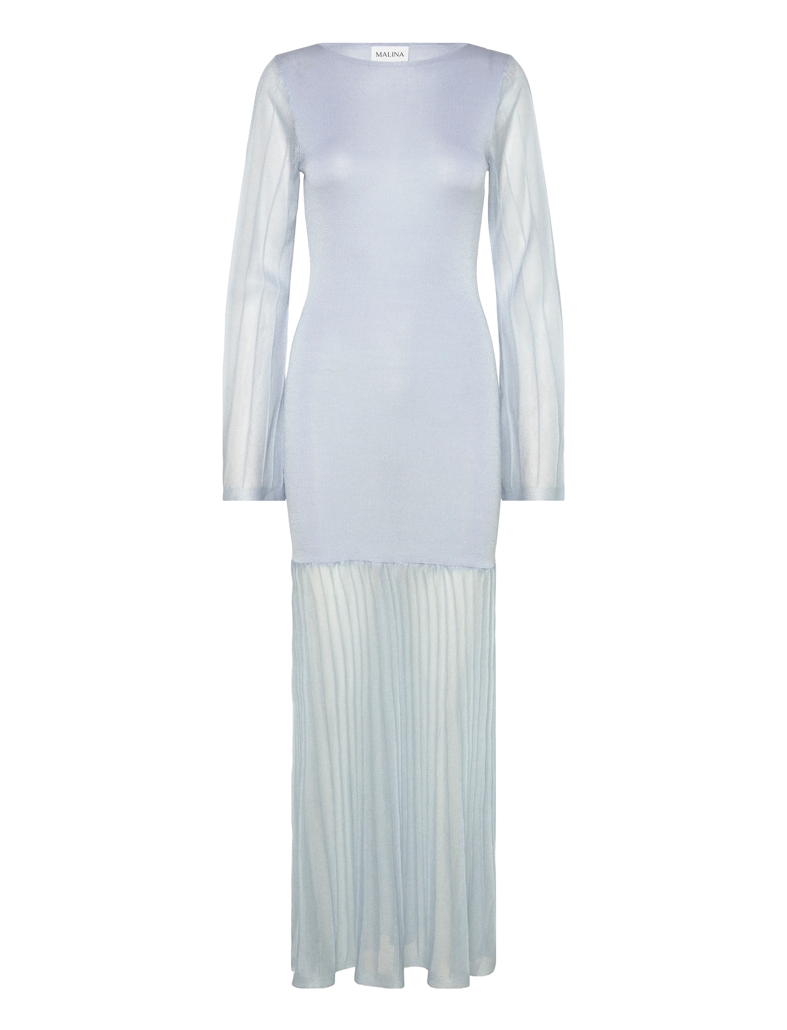 MALINA Haisley Sheer Strick Maxi Kleid Blau - S - Damen