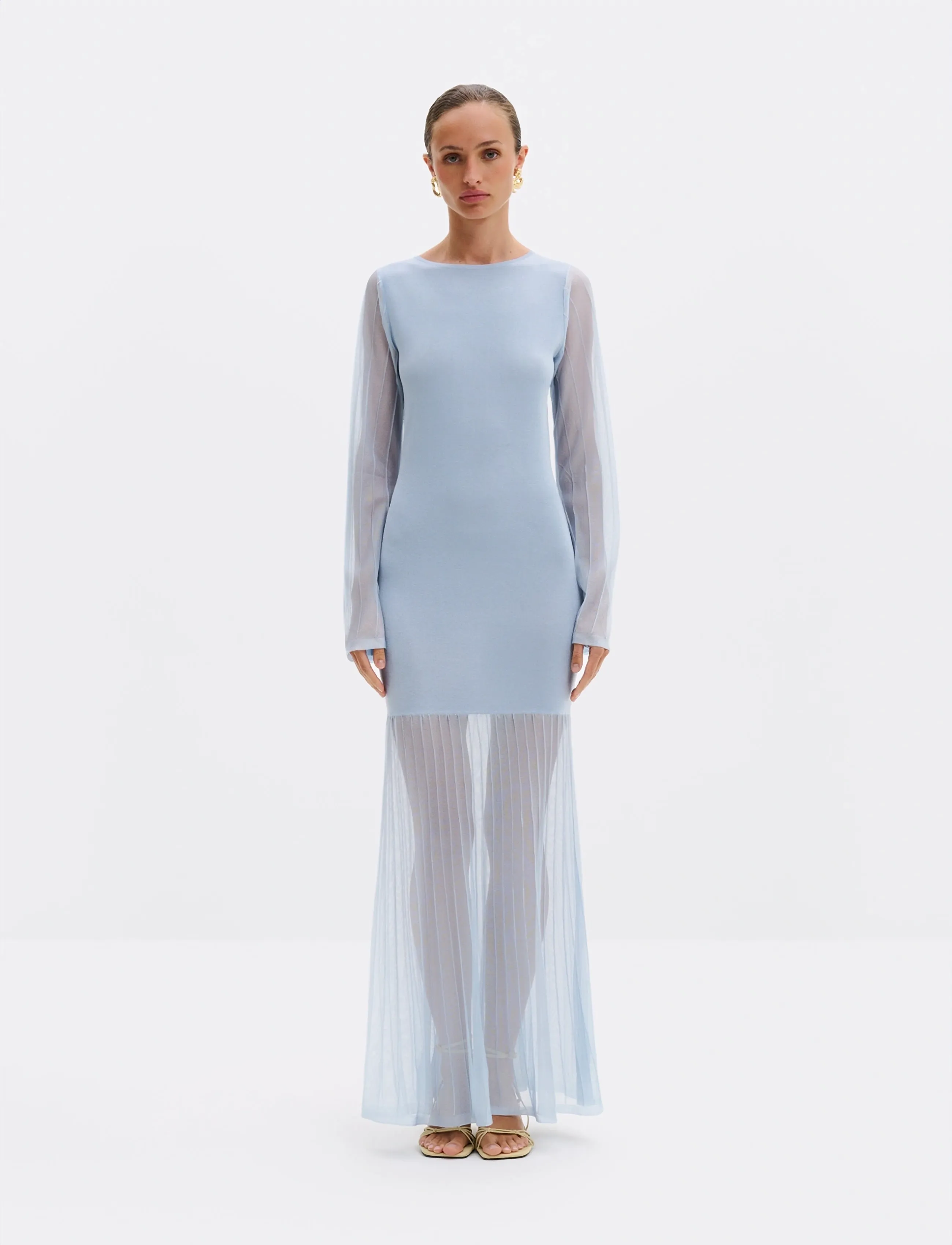 Malina Haisley Sheer Knitted Maxi Dress - Partykleider - SKY / blue