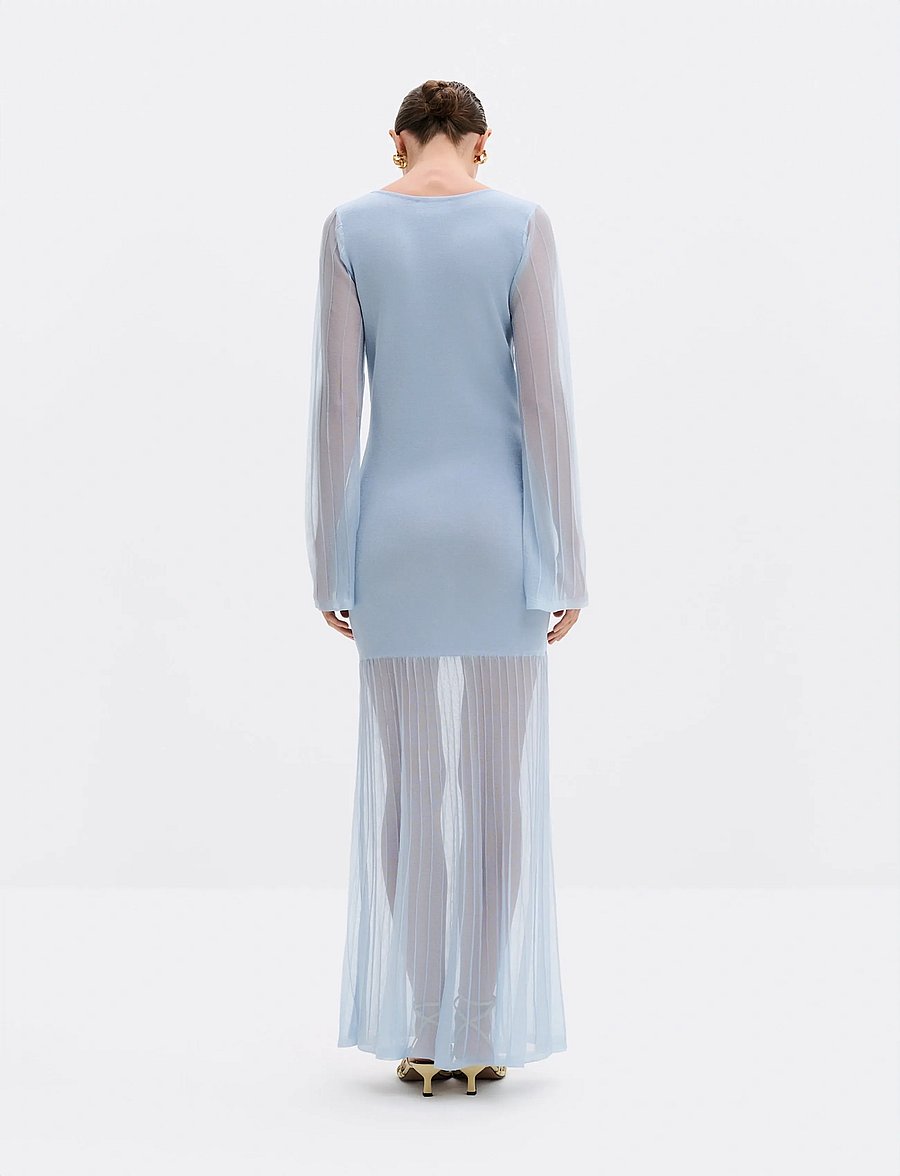 Malina - Haisley Sheer Knitted Maxi Dress - robes de soirée - sky - 3