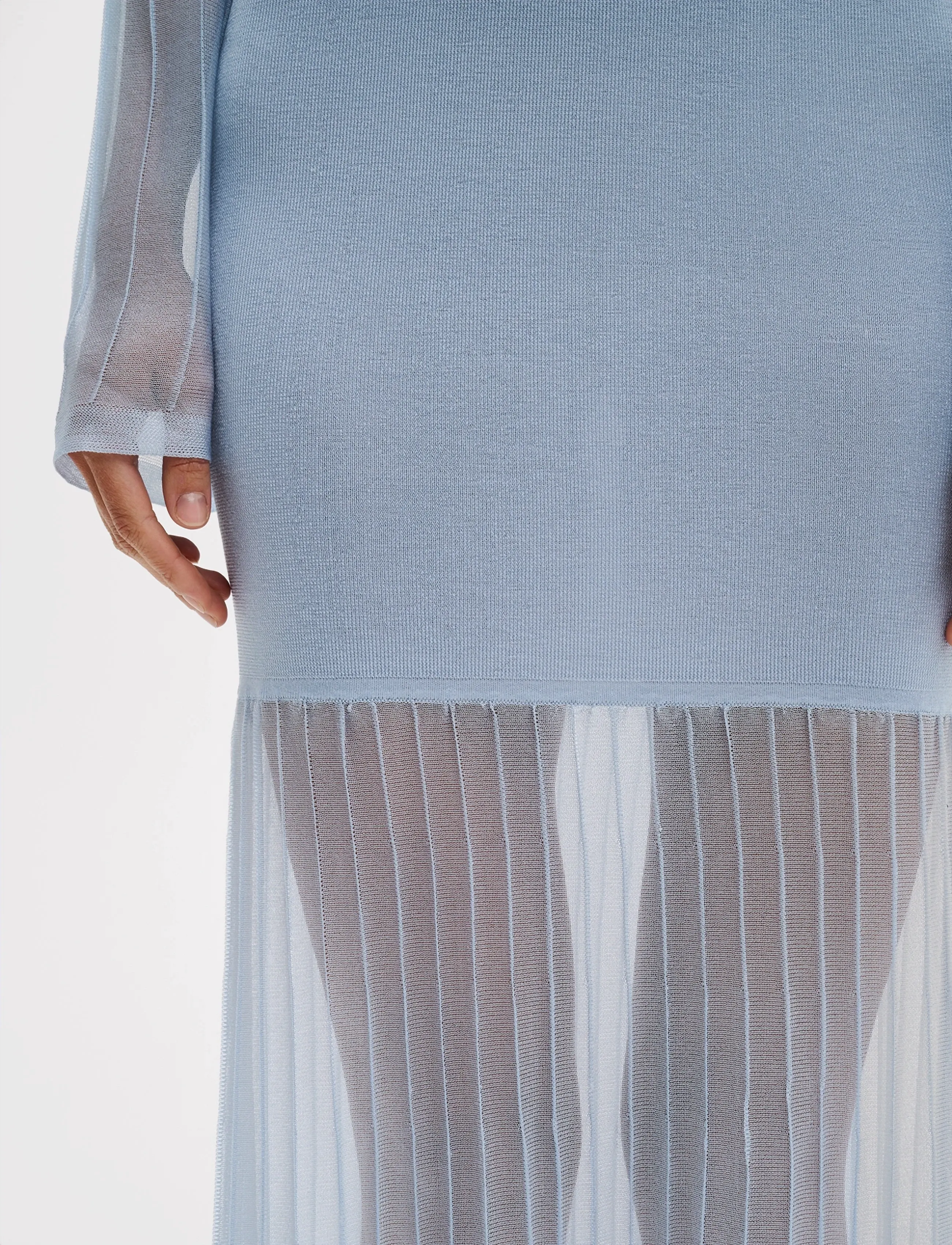 Malina - Haisley Sheer Knitted Maxi Dress - abendkleider - sky - 4
