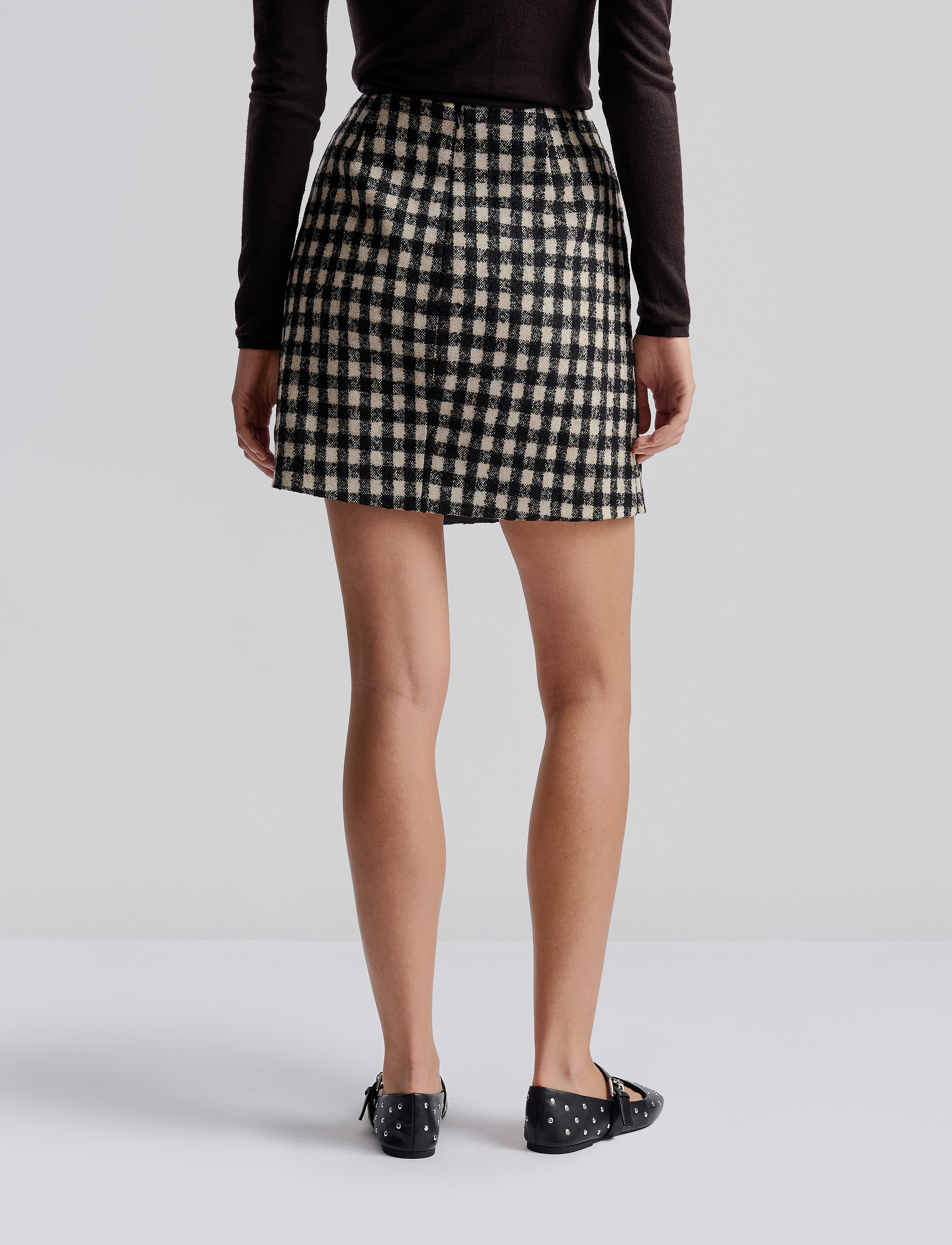 Malina - Farrah boucle mini skirt - slå-om-nederdele - black checks - 3