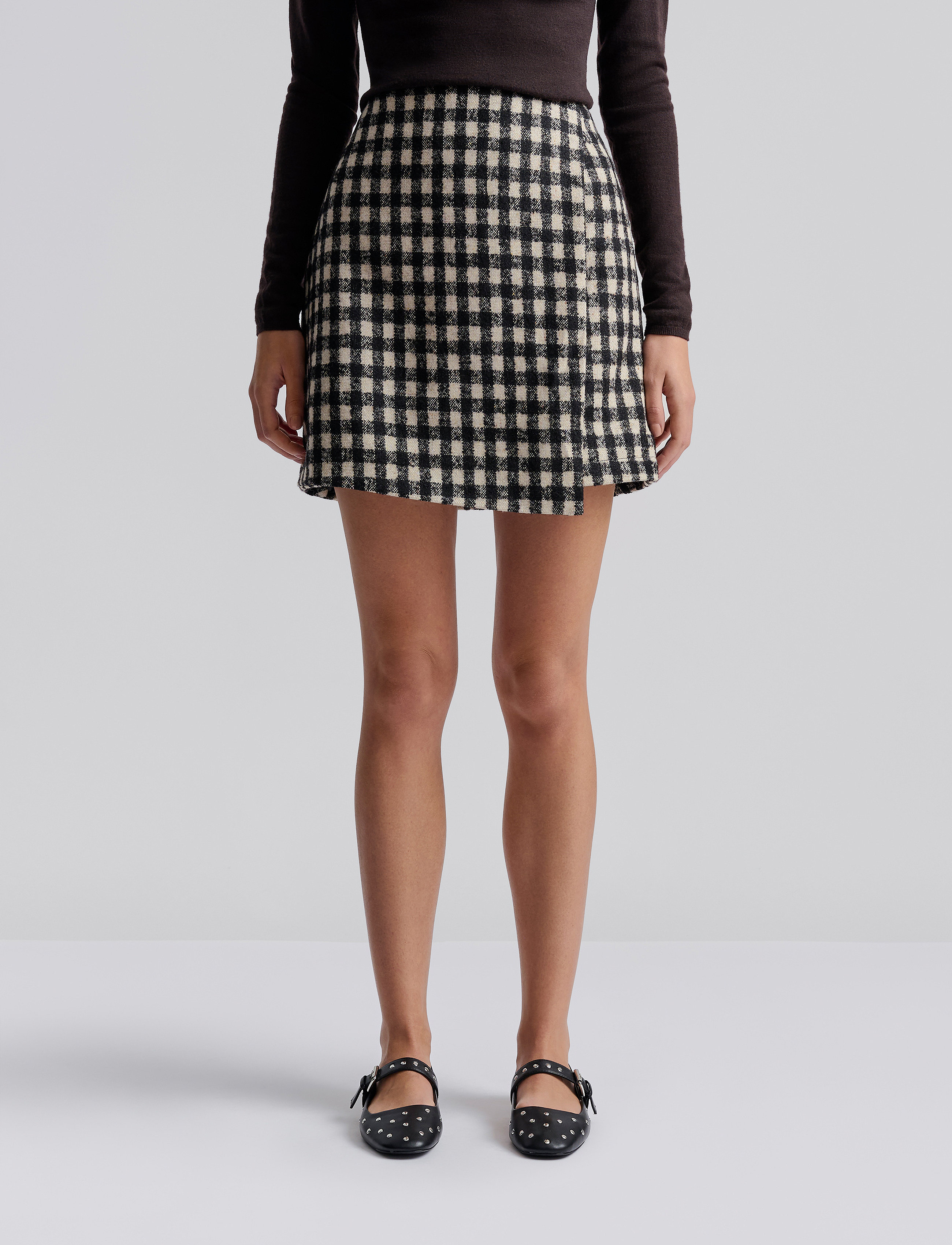 Malina - Farrah boucle mini skirt - slå-om-nederdele - black checks - 4