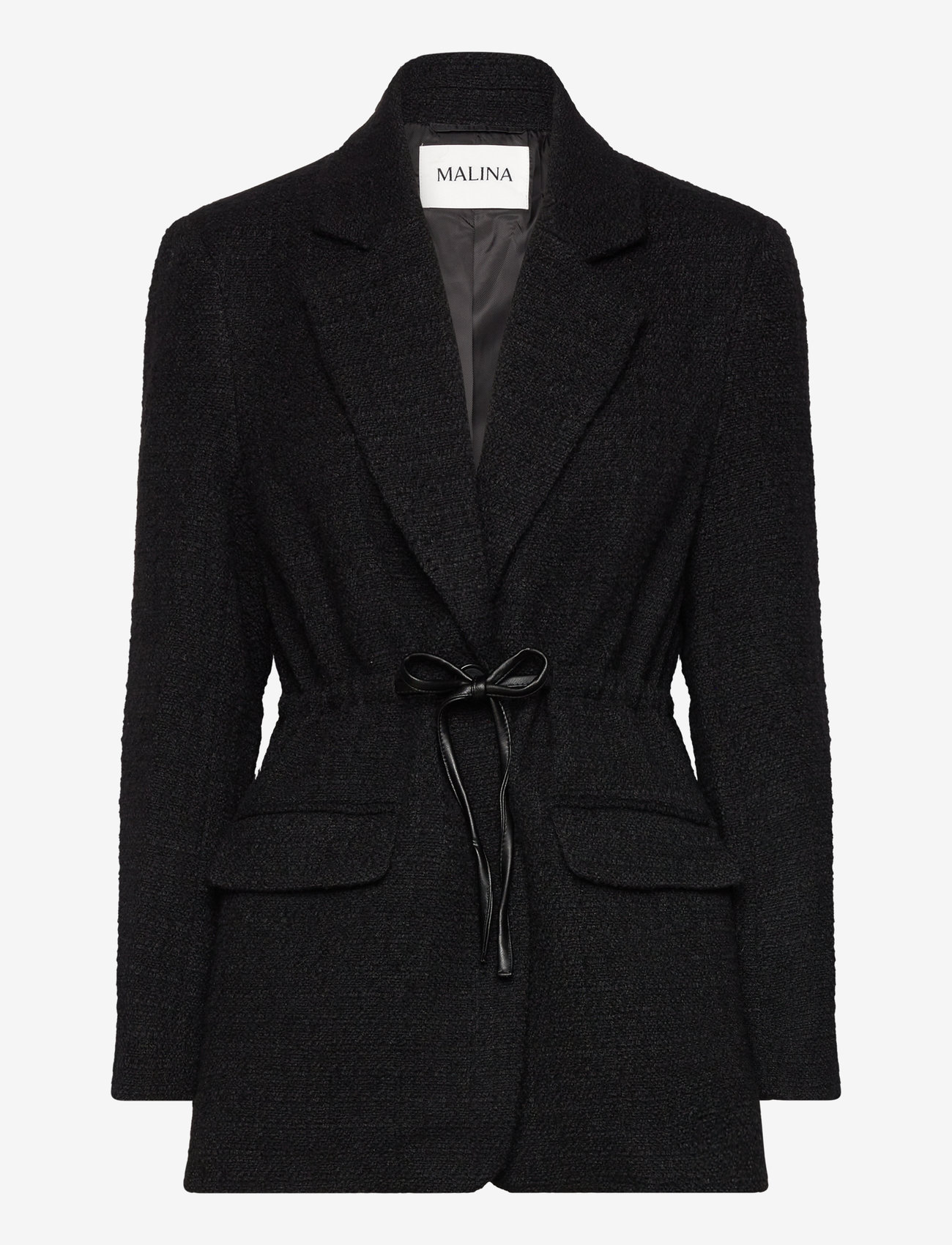 Malina - Elodie drawstring boucle blazer - vööga bleiserid - black - 0